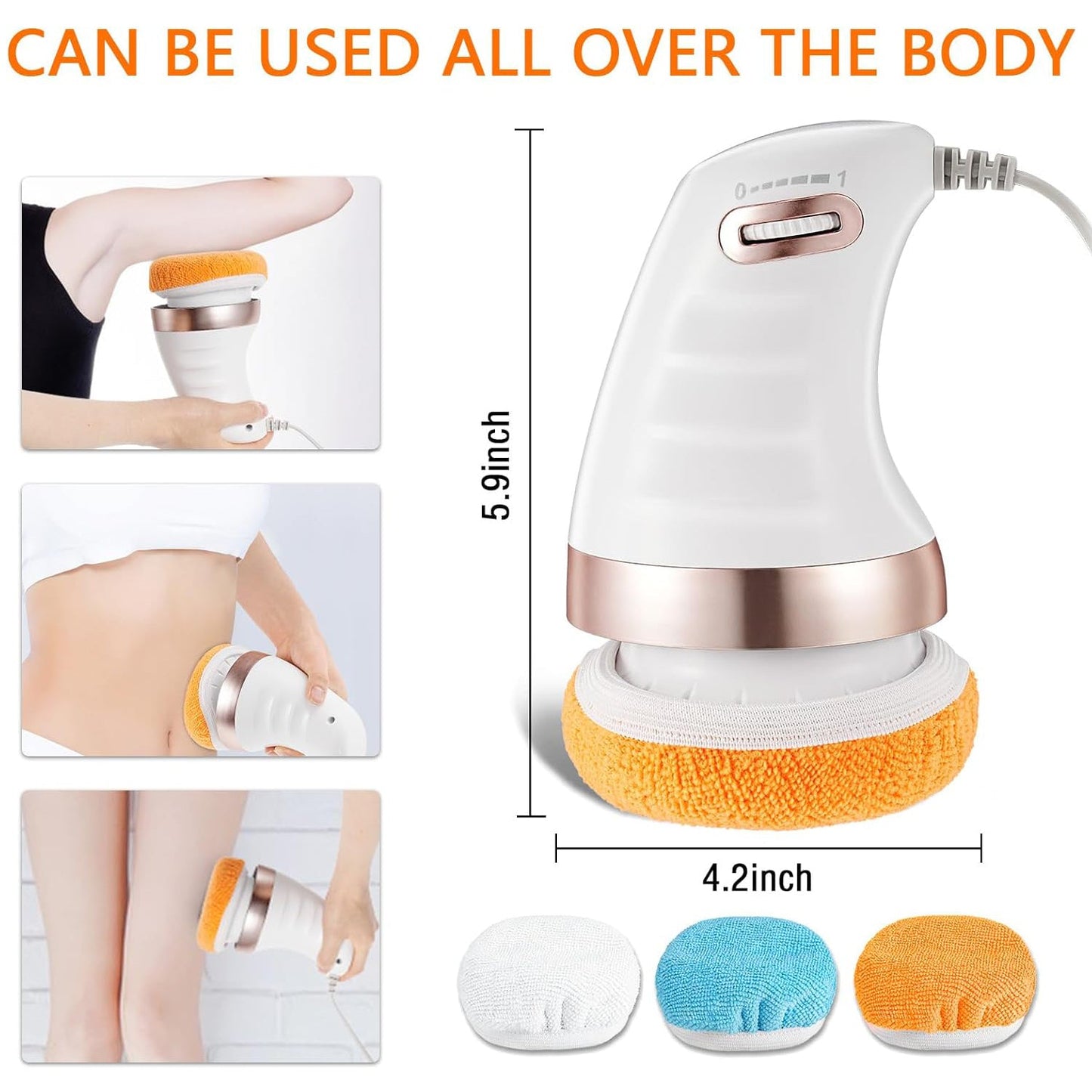 Body Massager Shaping Machine | Body Sculpting Massager with 3 Washable Pads |Adjustable Speeds | Electric Handheld Massager for Belly, Waist, Legs, Arms, Butt (1 Pc) - Springkart 