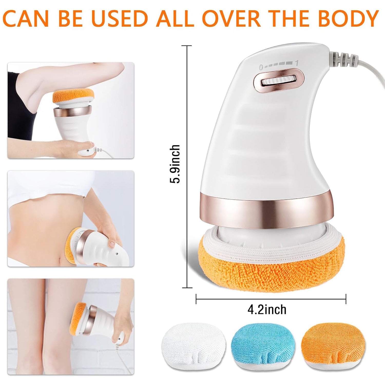 Body Massager Shaping Machine | Body Sculpting Massager with 3 Washable Pads |Adjustable Speeds | Electric Handheld Massager for Belly, Waist, Legs, Arms, Butt (1 Pc) - Springkart 