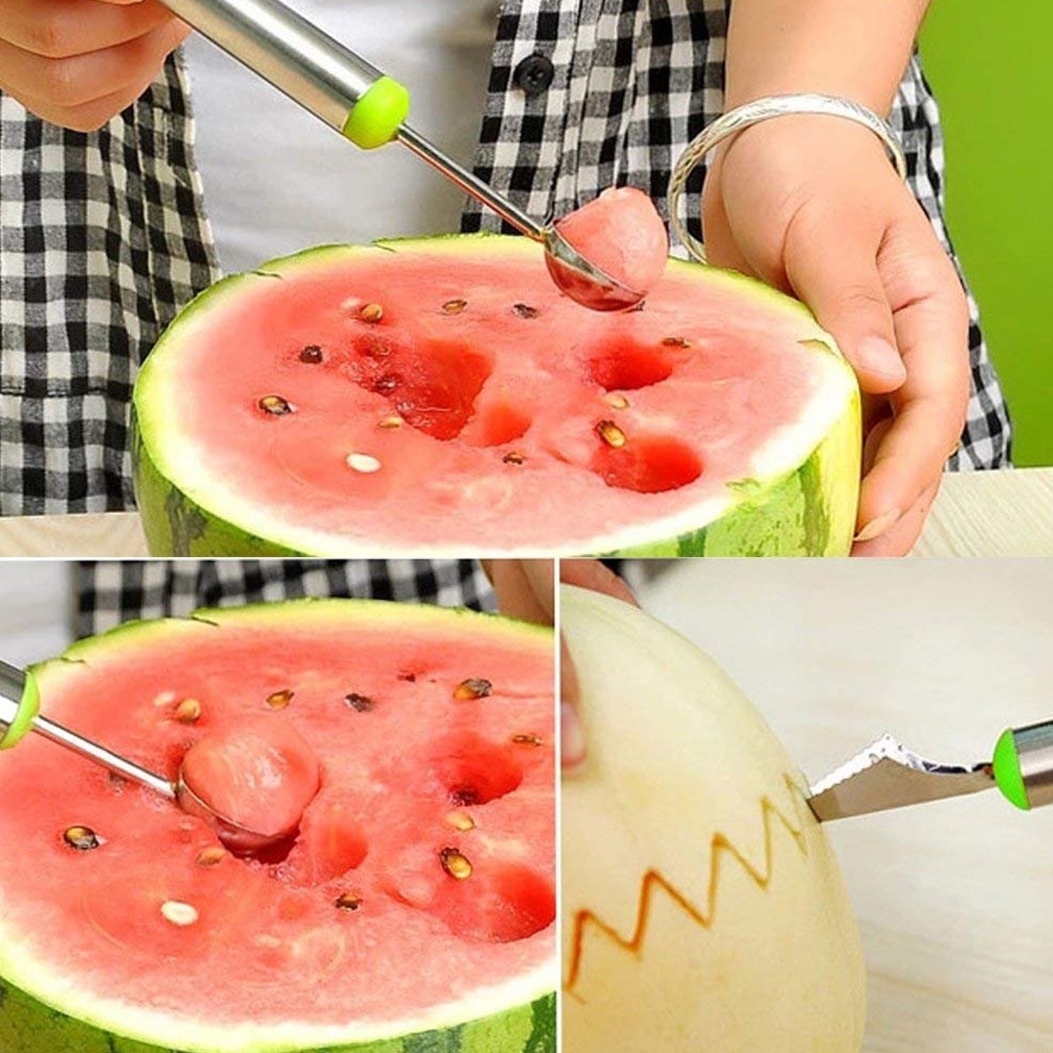 Multifunctional 2 in 1 Melon Baller - Stainless Steel Dig Scoop with Fruit Carving Knife. - Springkart 