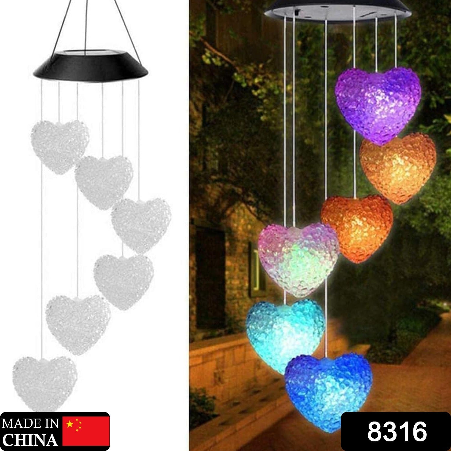Solar Powered Wind Chimes with Lights: Outdoor Garden Decor (6 LED) - Springkart 
