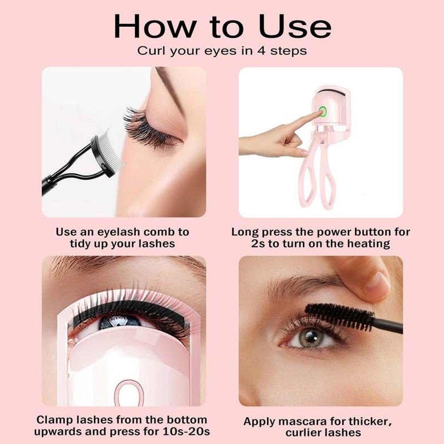 Electric Heated Eyelash Curlers (1 Pc) - Springkart 