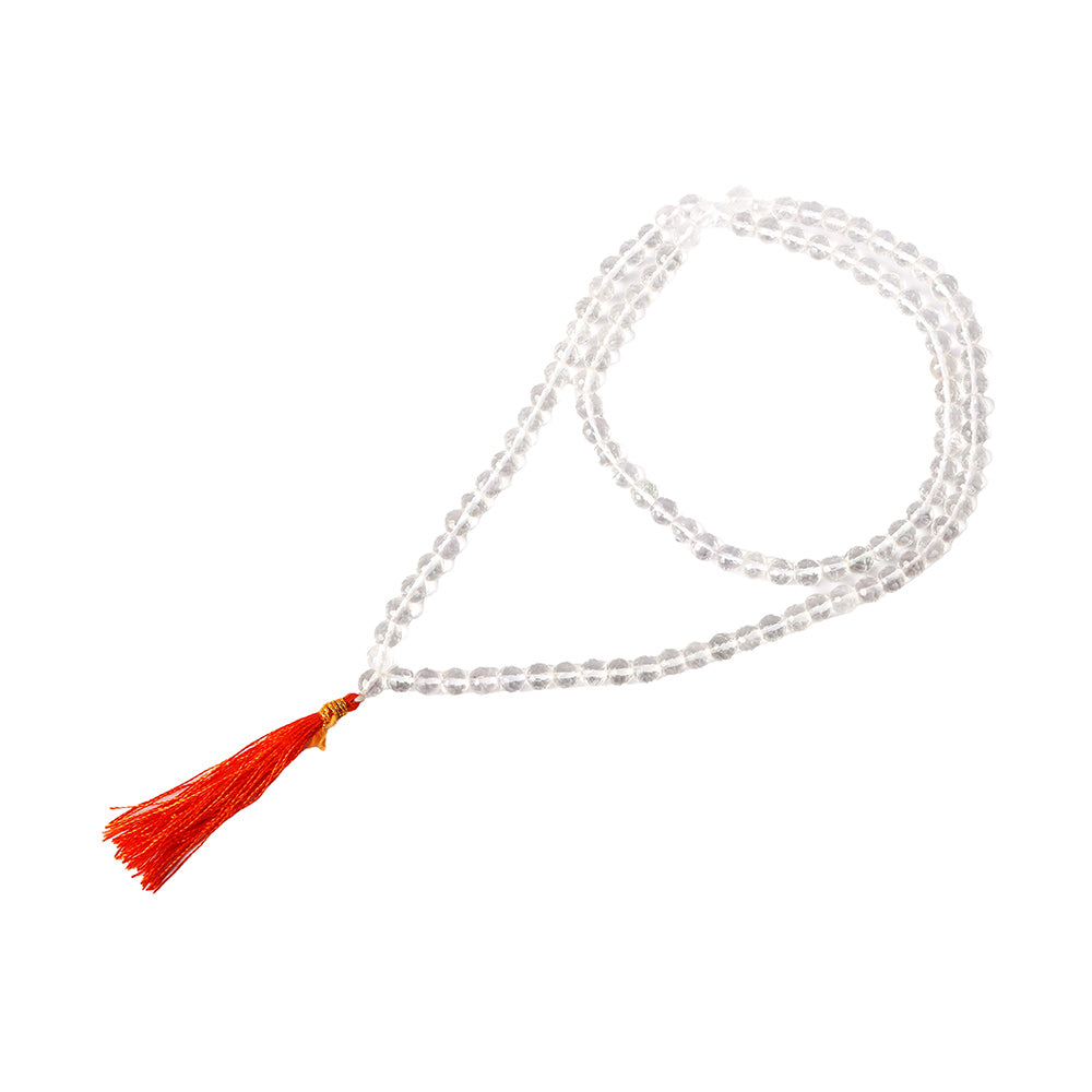 108 Beads Diamond Cut Clear Quartz Crystal Mala