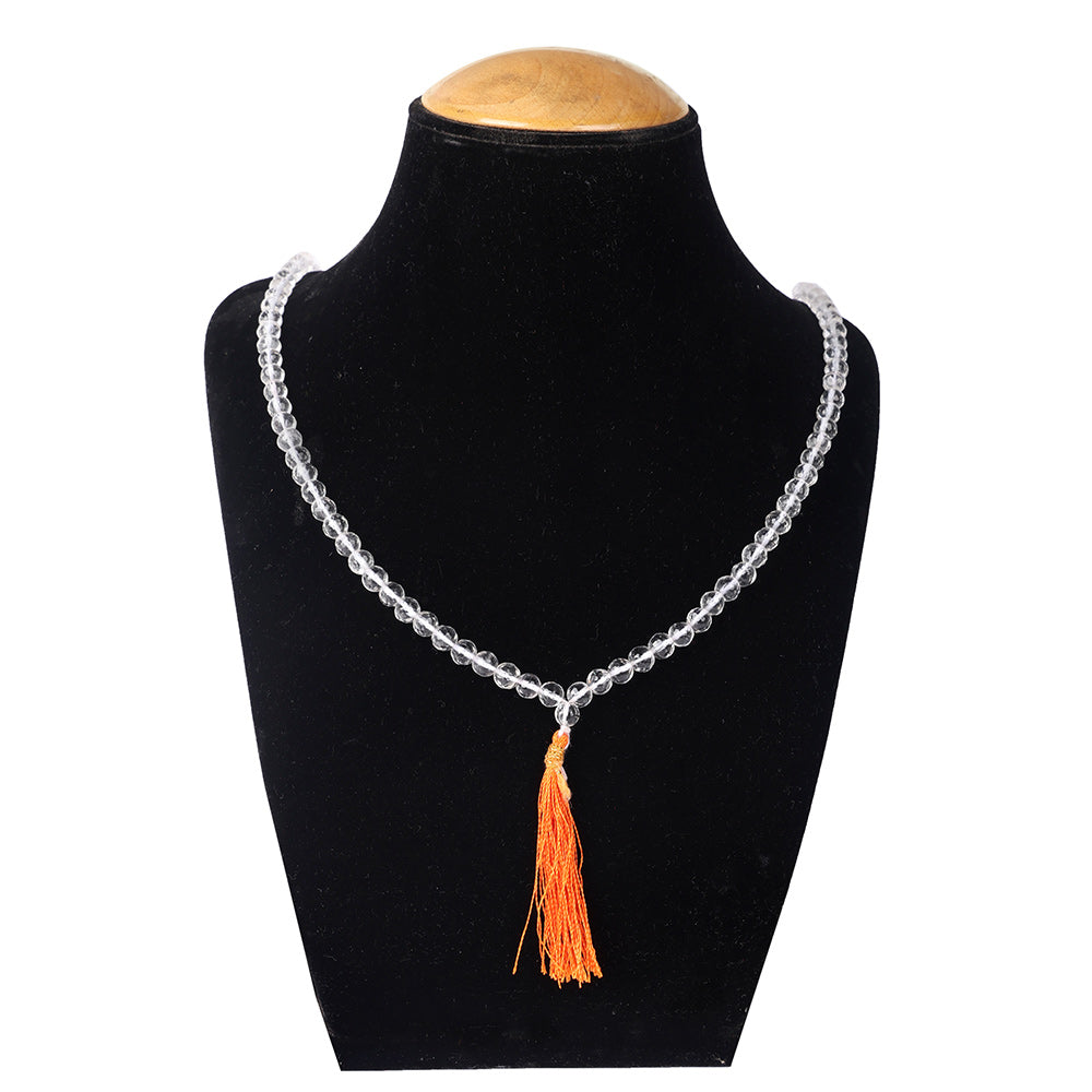 108 Beads Diamond Cut Clear Quartz Crystal Mala