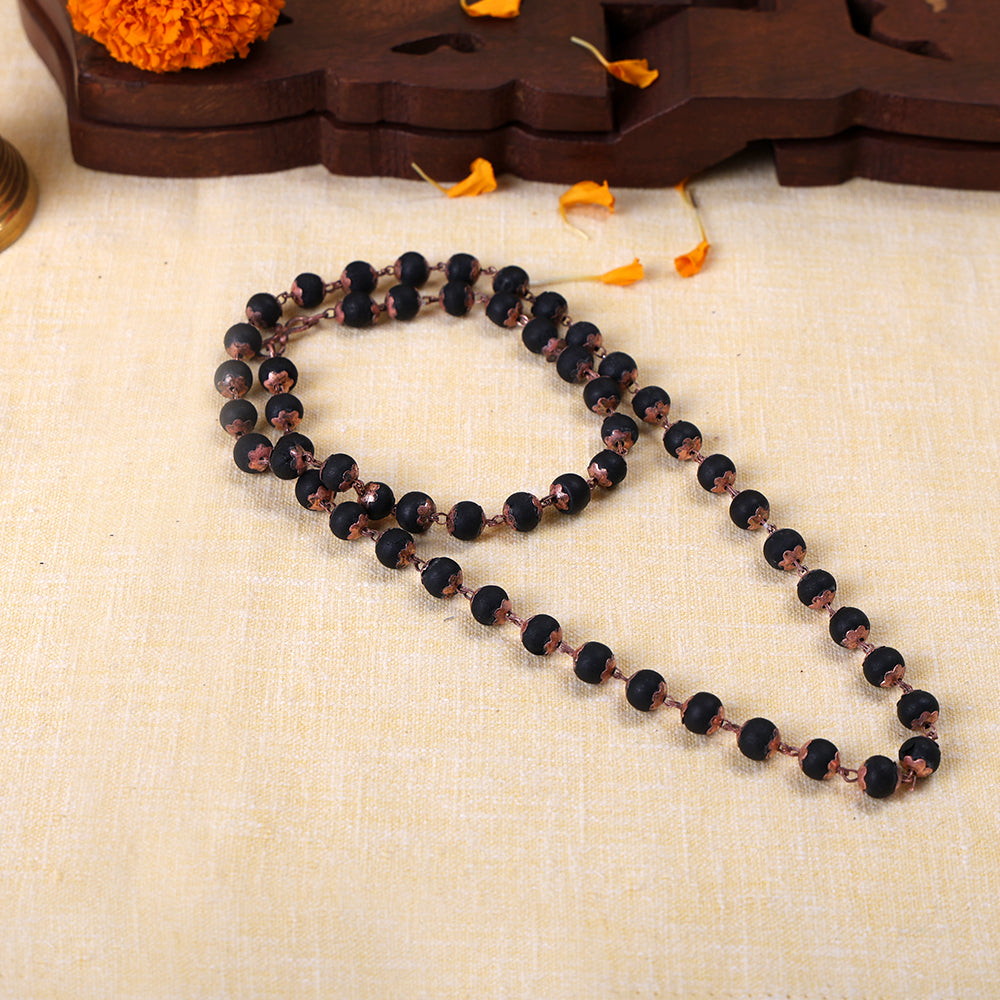 8mm Govt. Certified Karungali Mala with Copper Capping