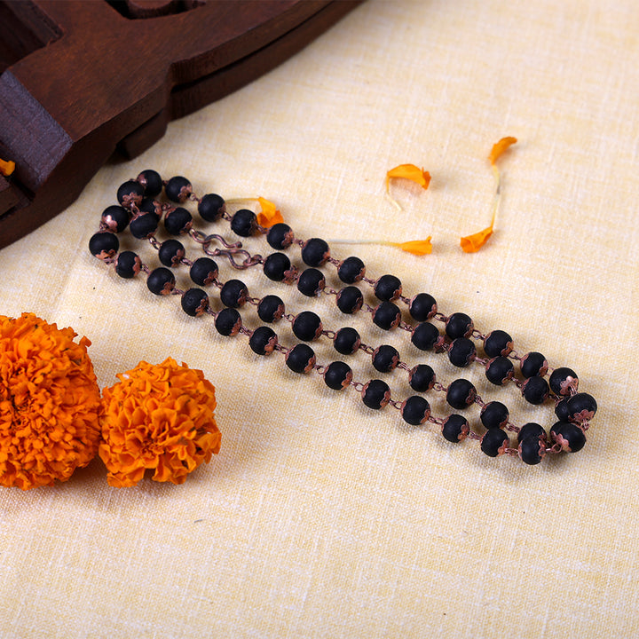 8mm Govt. Certified Karungali Mala with Copper Capping