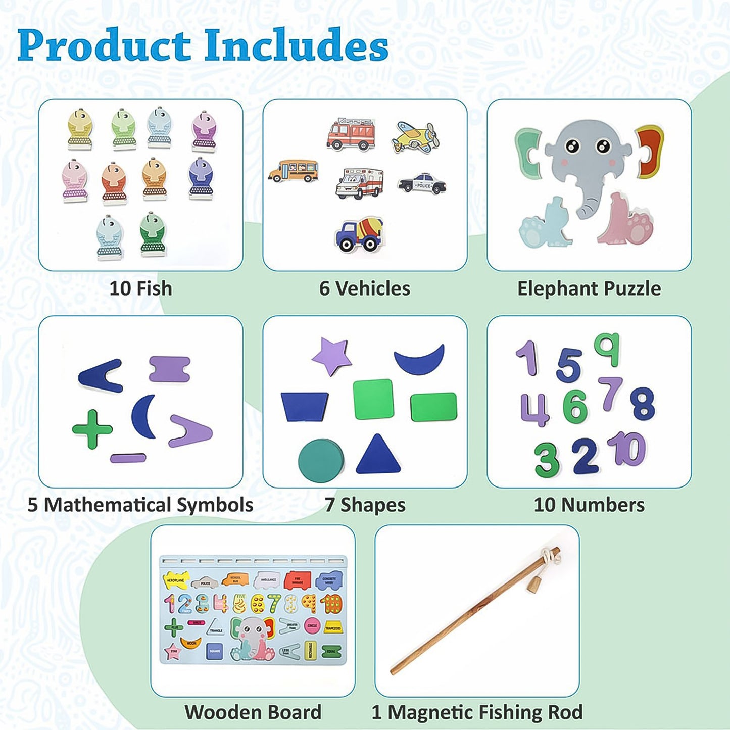 Wooden Number Puzzle Match Board And Magnetic Rod - Springkart 