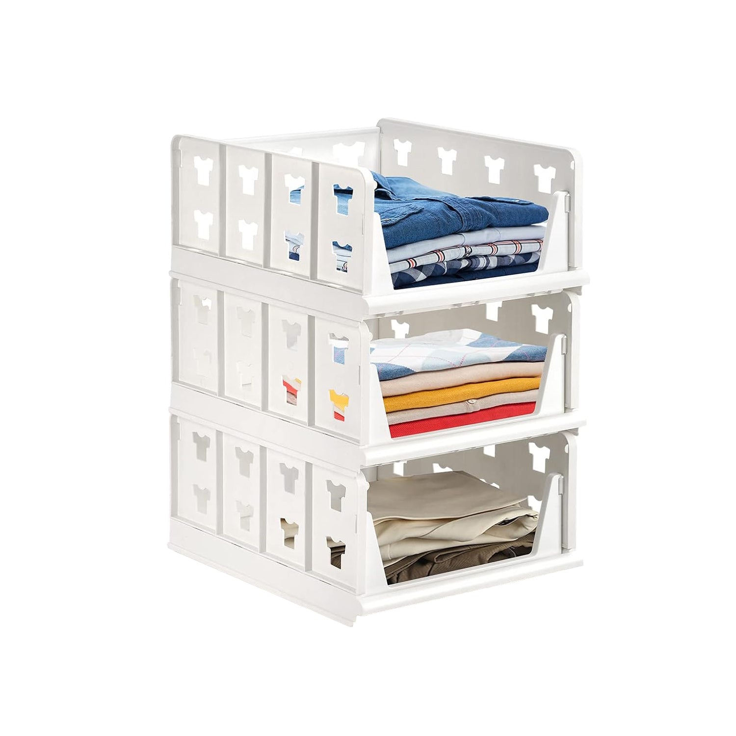 3 Layer Stackable Multifunctional Storage,for Clothes Foldable Drawer Shelf Basket Utility Cart Rack Storage Organizer Cart for Kitchen, Pantry Closet, Bedroom, Bathroom, Laundry(3 Layer 1 Pc) - Springkart 