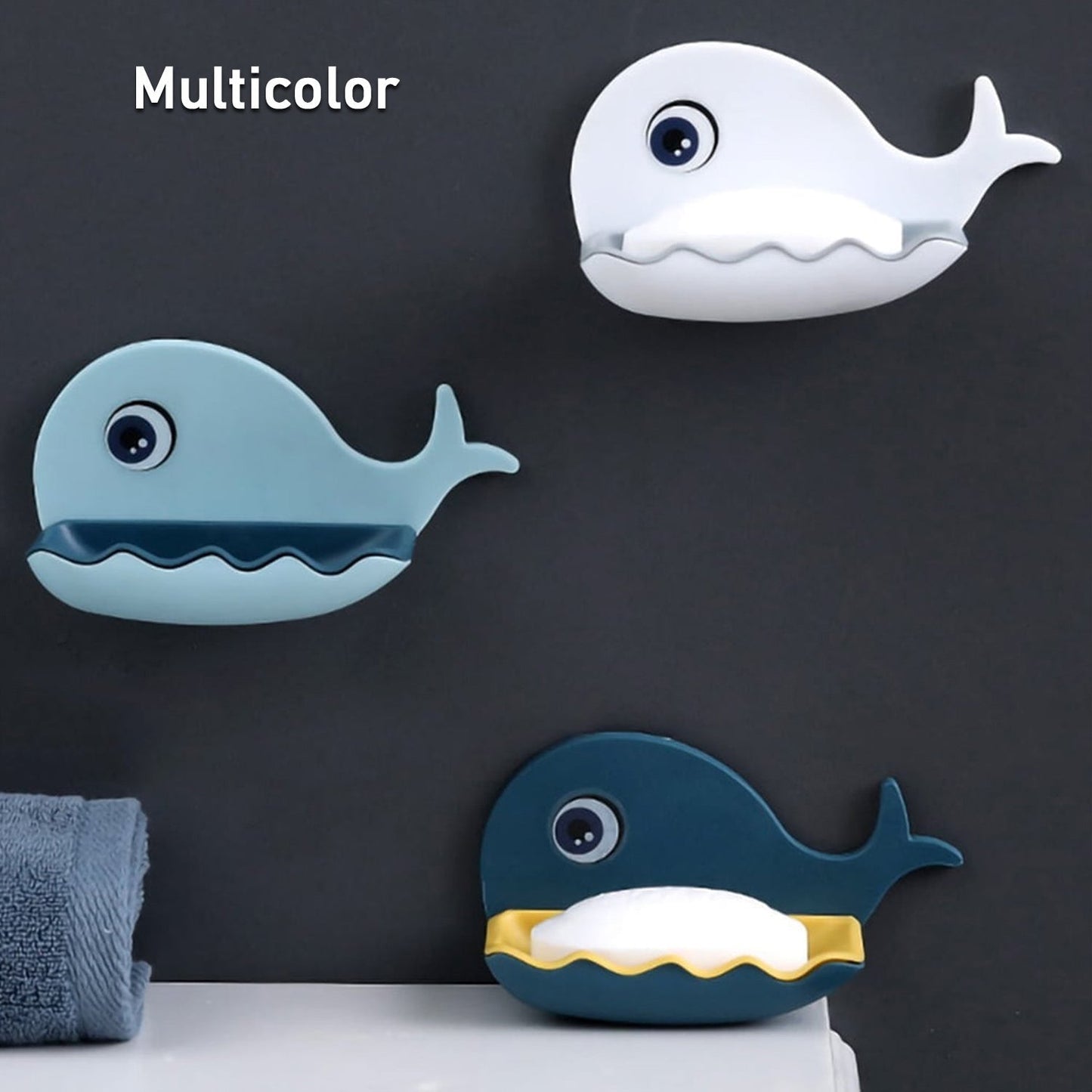 Fish Shape Double Layer Adhesive Waterproof Wall Mounted Soap Bar Holder Stand Rack for Bathroom Shower Wall Kitchen - Springkart 