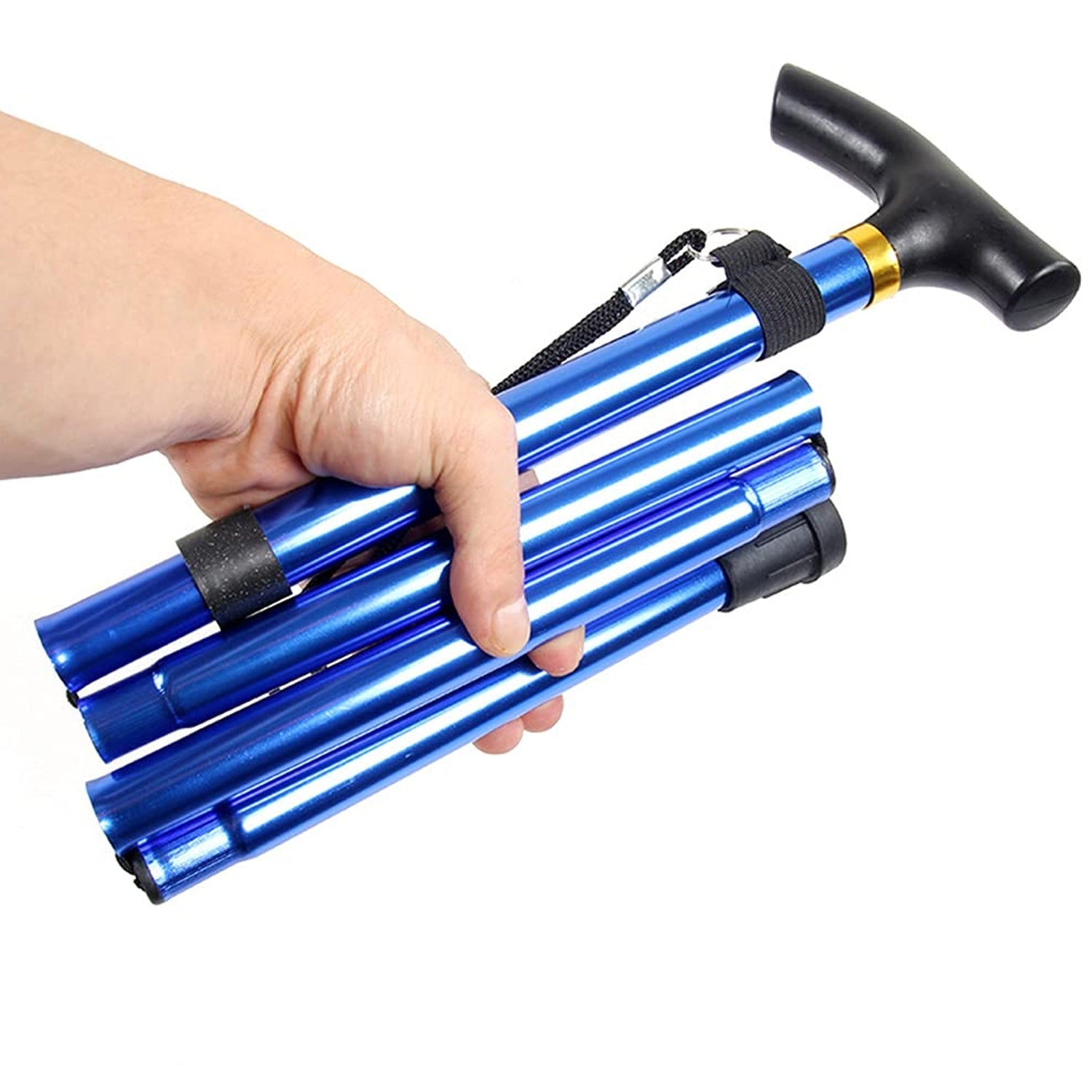 Foldable Walking Cane for Men, Women - Fold-up, Collapsible, Lightweight, Adjustable, Portable Hand Walking Stick - Balancing Mobility Aid - Sleek, Comfortable T Handles - Springkart 