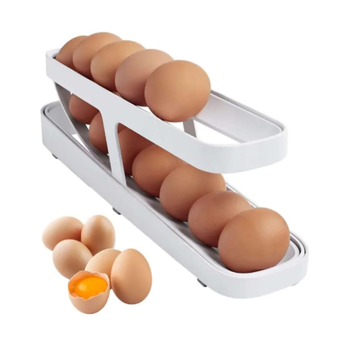 Plastic 2-Tier Rolling Egg Dispenser For 12-14 Eggs (1 Pc) - Springkart 