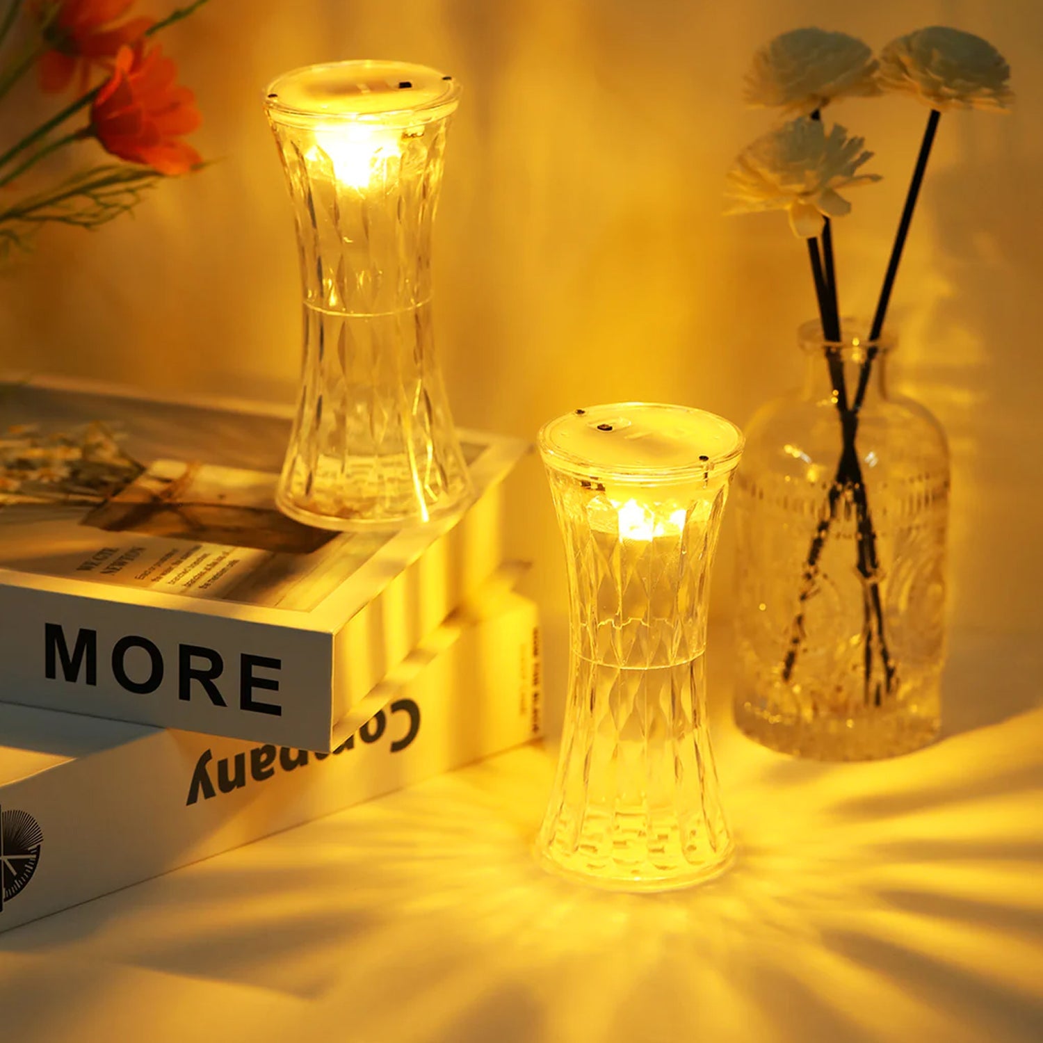 Crystal Lamp, Universal Night Light, Soft Lighting, Eye Protection for Nursery, Study, Bedroom Transparent Crystal Table Soft Lighting Multipurpose for Hotel for Office for Children's Room (12Pc MOQ) - Springkart 