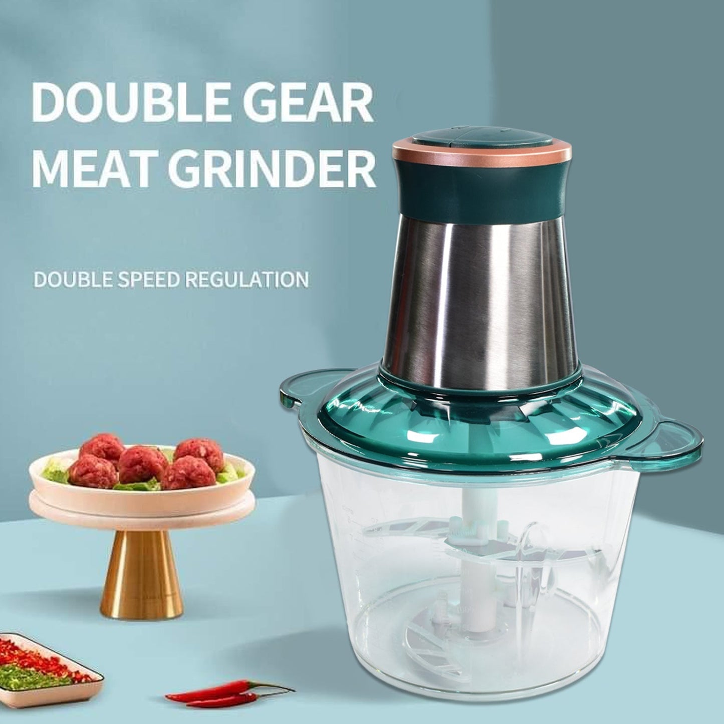 Stainless Steel Electric Meat Grinders with Bowl for Food Chopping Meat & Vegetable. - Springkart 