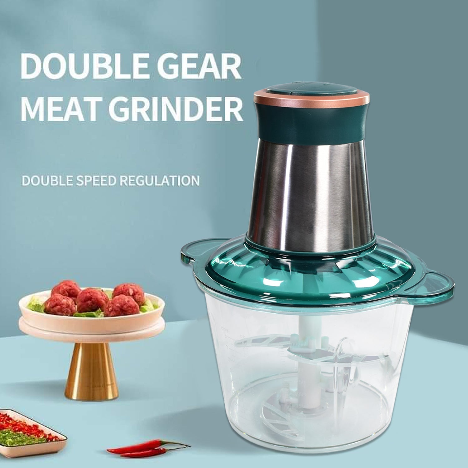Stainless Steel Electric Meat Grinders with Bowl for Food Chopping Meat & Vegetable. - Springkart 