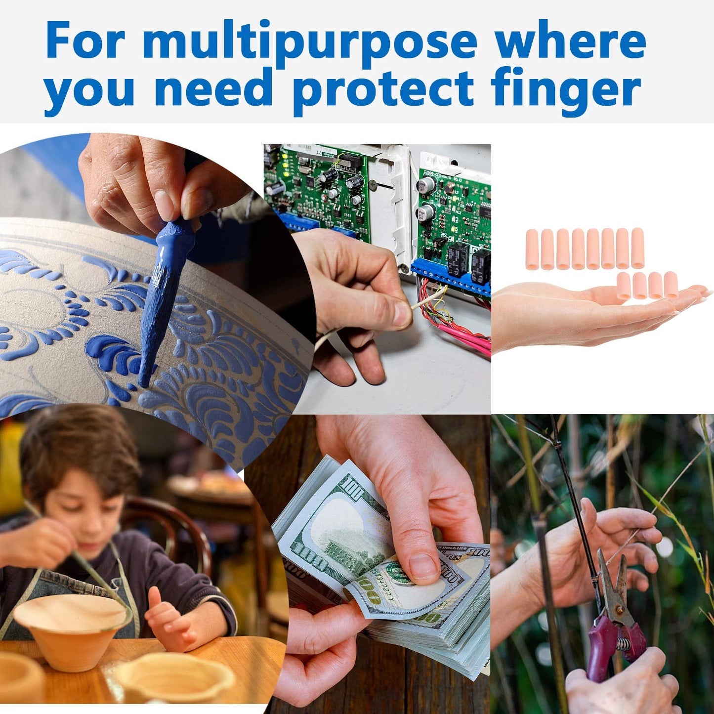 Finger Caps, Silicone Finger Protectors Sleeves (Finger Cots / 145 Pcs Set Approx) - Springkart 