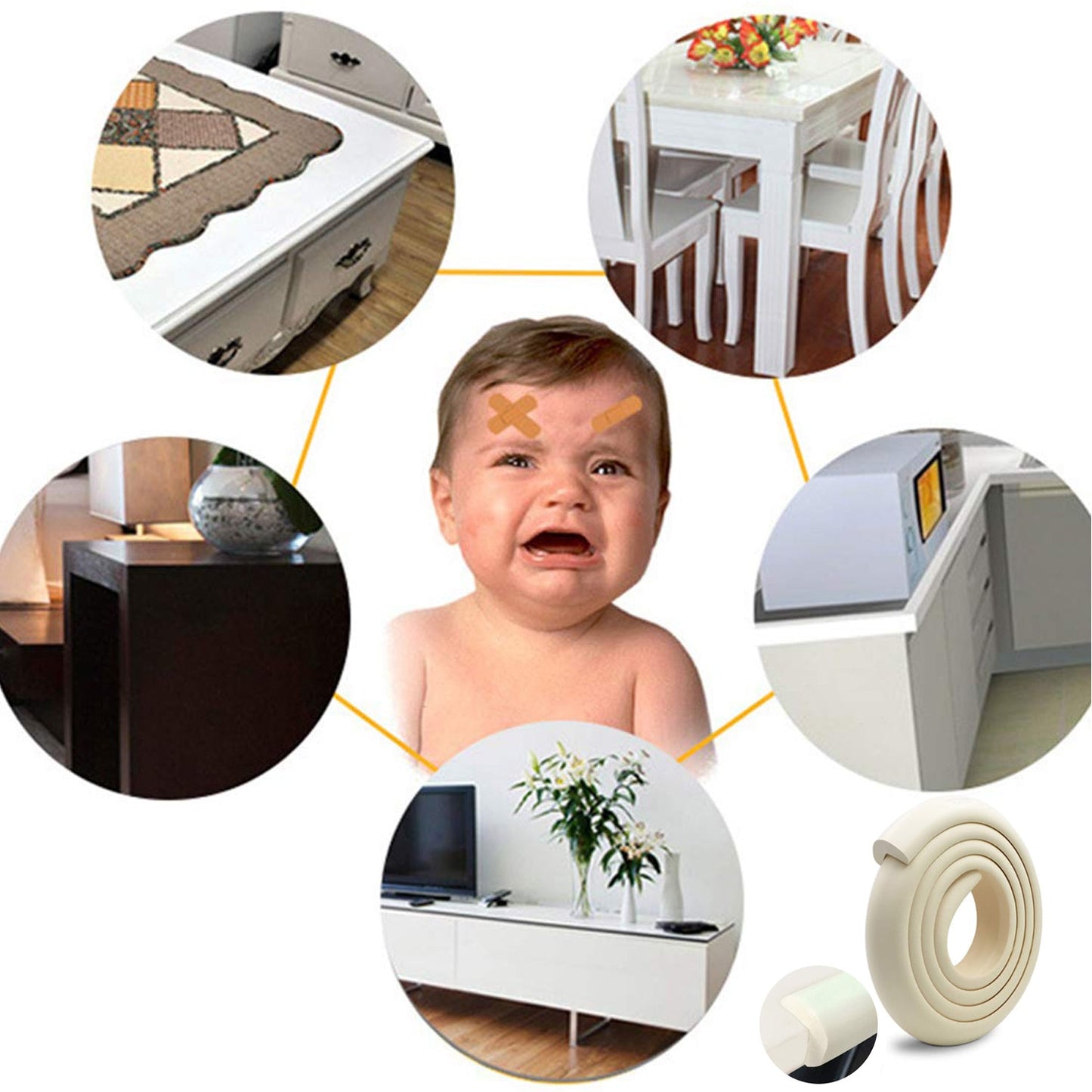 Corner Proofing Edge Protector Safe Corner Cushion for Table, Baby Safety Bumper Guard,Furniture, Bed, Soft Rubber Corner Protectors for Kids (2 Mtr) - Springkart 