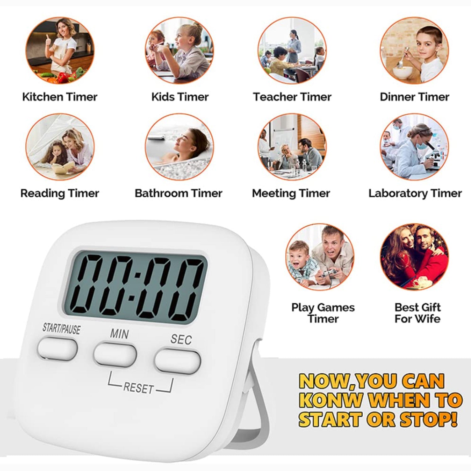 Digital Kitchen Timer with Alarm | Stop Watch Timer for Kitchen | Kitchen Timer with Magnetic Stand |Timer Clock for Study - Springkart 