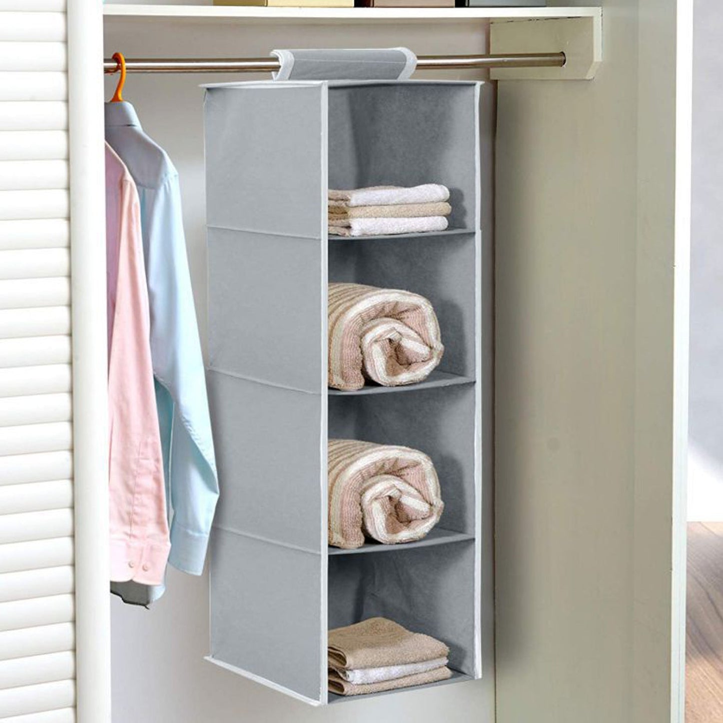 Fabric Hanging 4-Shelf Closet Cloth Organizer - Springkart 