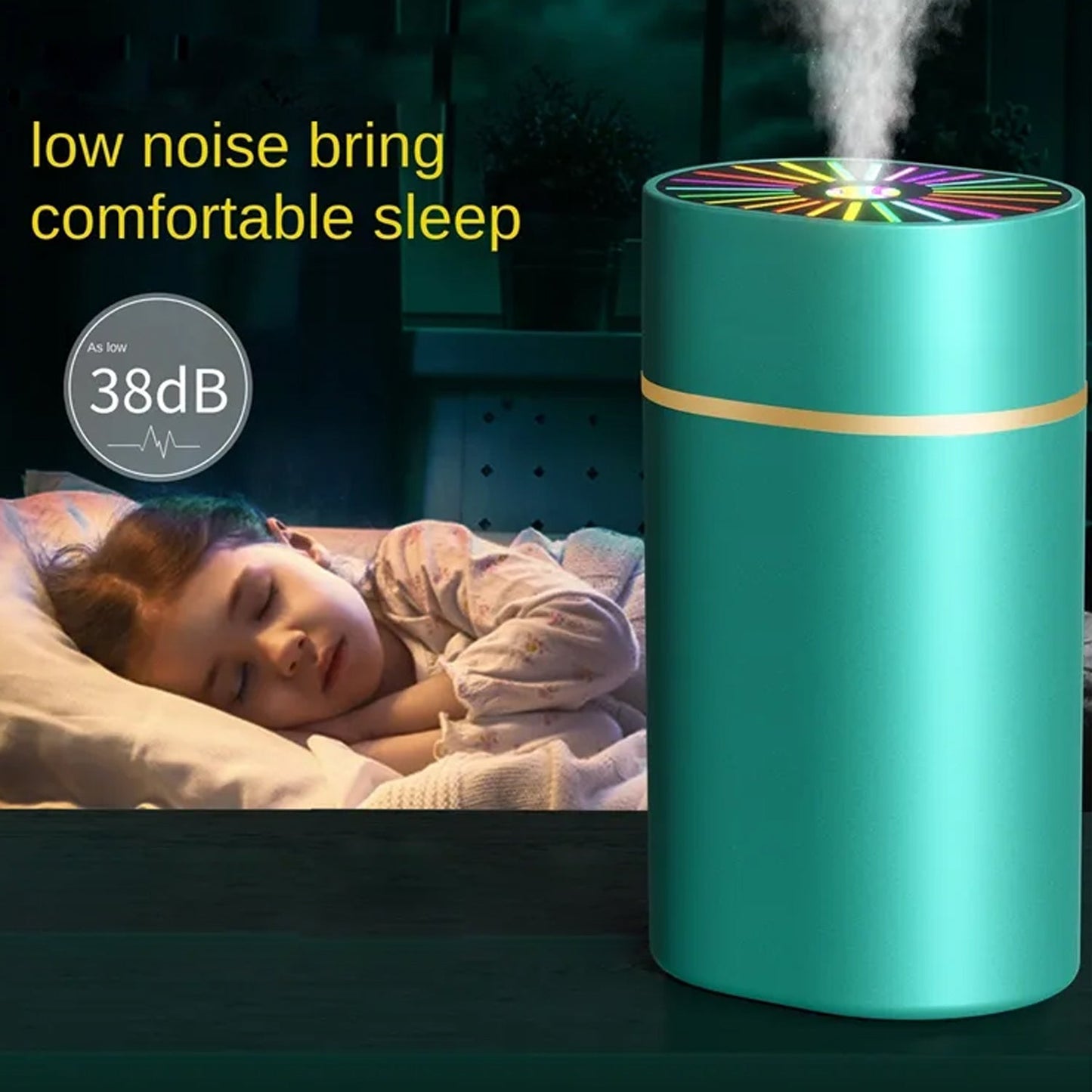 Humidifiers For Bedroom, Small Humidifier With Colorful Light Effect, Mini Desk / Car Humidifier with Colorful Light - Springkart 