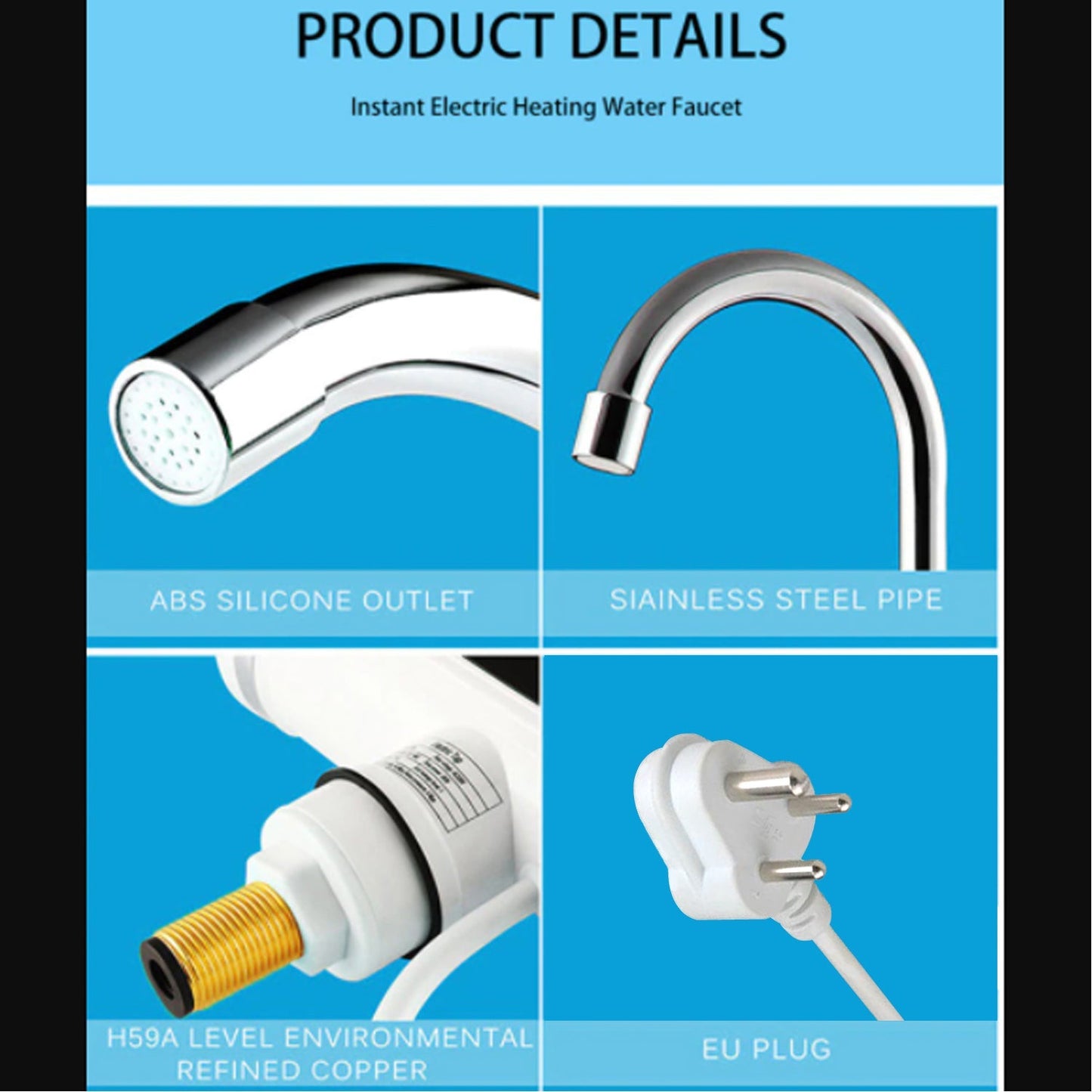 Stainless Steel LED Digital Display Instant Heating Electric Water Heater Faucet Tap, Geyser - Springkart 