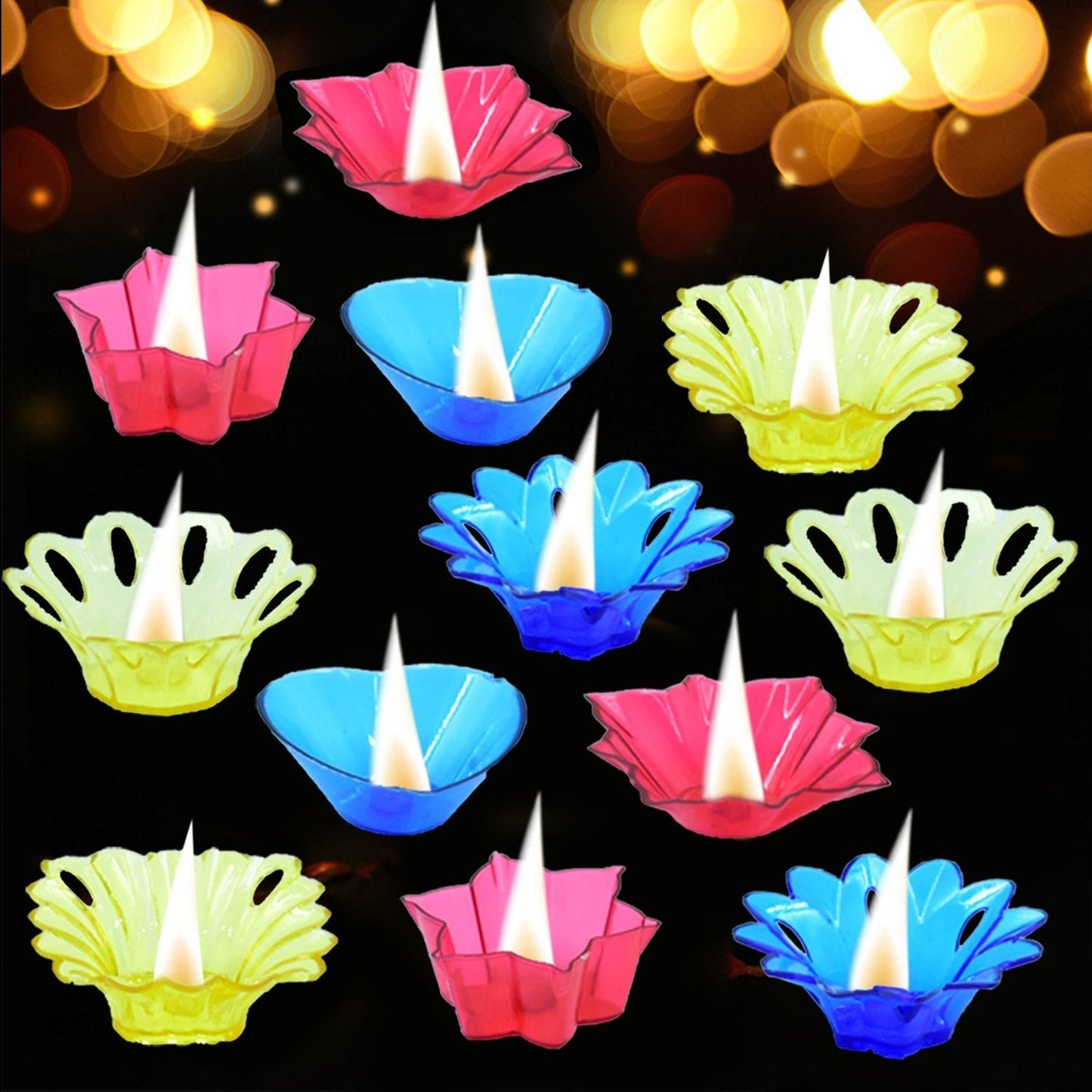 Candle Cup with Multi Shape (Multicolor) (12 Pcs Set) - Springkart 