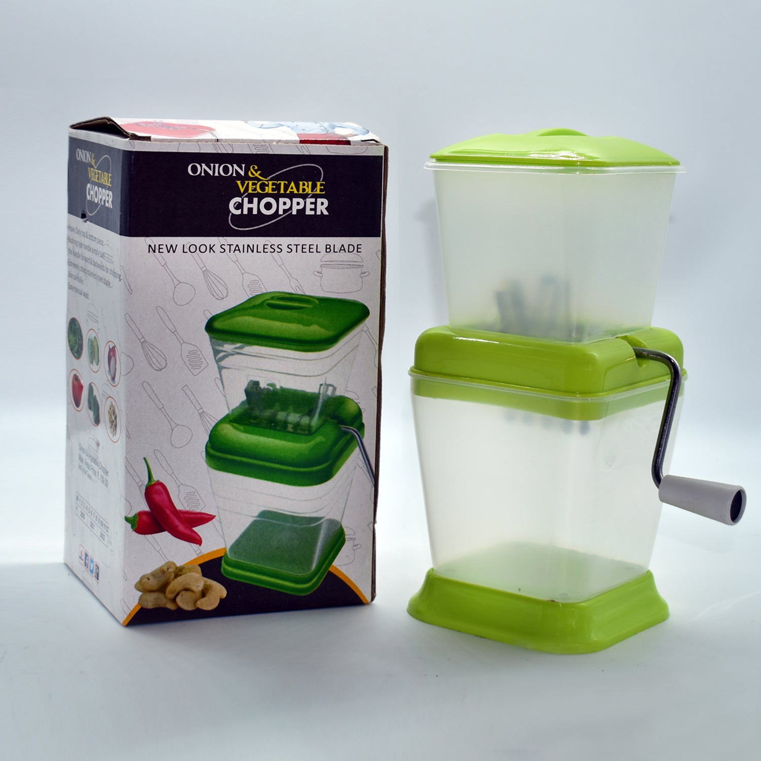 Small Onion Chopper & Vegetable Chopper Quick Cutter with Rotating Blade - Springkart 