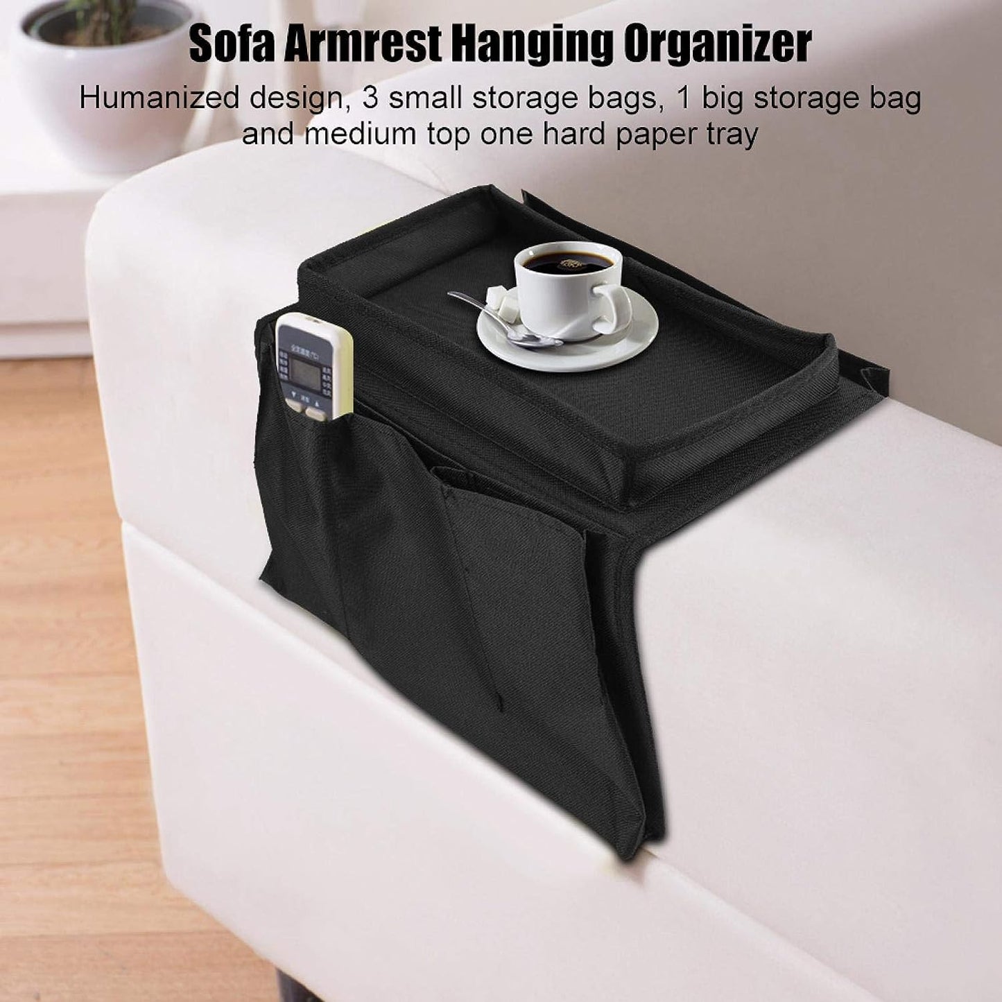 Sofa Arm Rest Hanging Storage Bag, Storage Bag for Sofa Ideal for Sorting Magazines Books (Black) - Springkart 