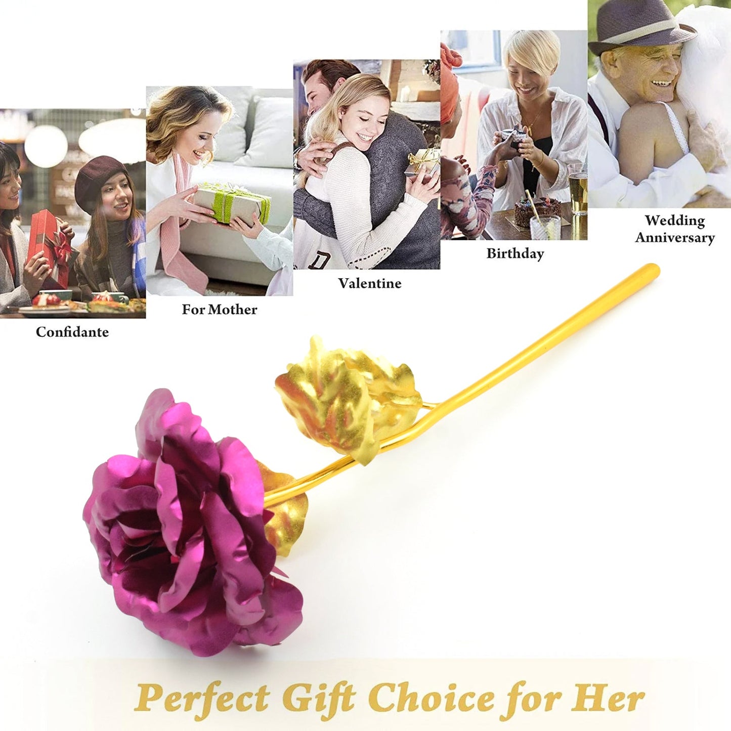 Gold Rose Artificial Rose Flower With Gift Box, Plastic Flowers Best Gifts for Friend Girl Wife Women, Golden Rose Gift for Valentine's Day, Mother's Day, Anniversary, Birthday, Wedding, Gold (1 Pc) - Springkart 