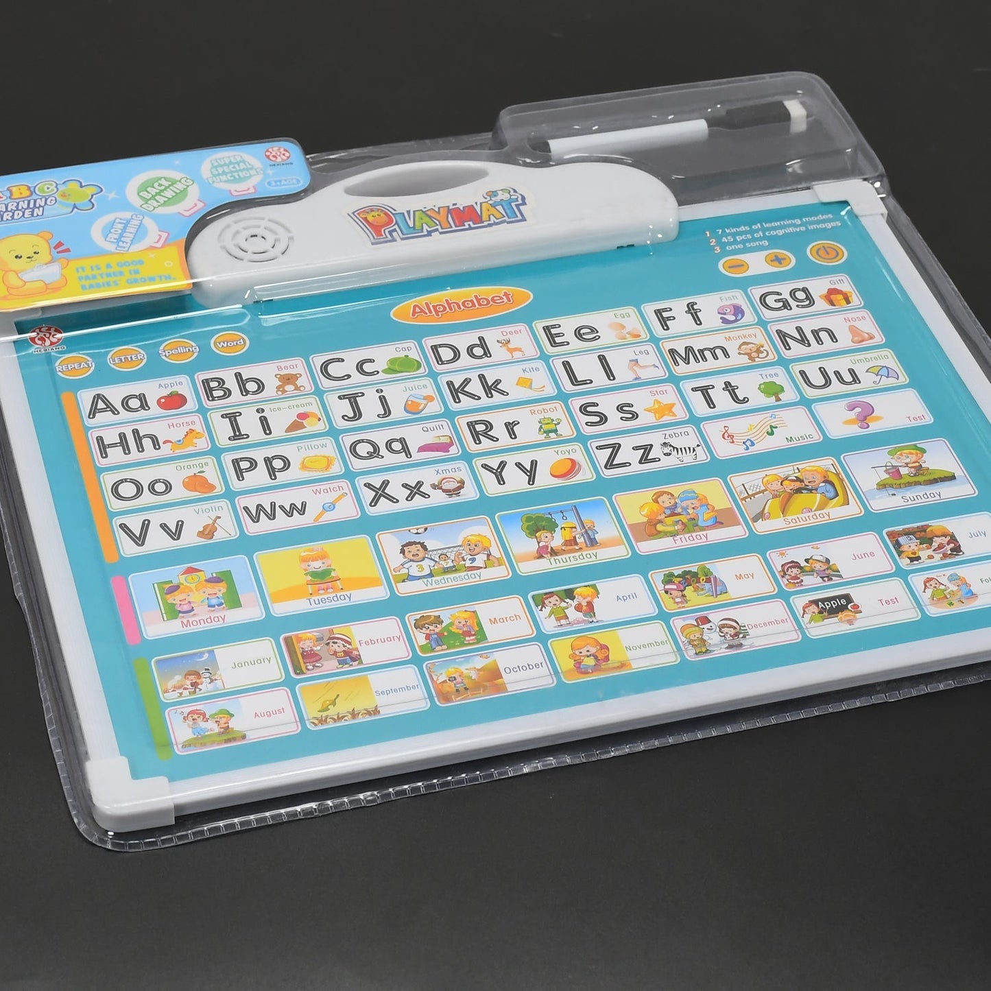 Learning Board 2in1 - Educational PAD for Kids Musical Board for Alphabet ABC Learning Toy Play Mat & Drawing with One Doodle Pen - Springkart 