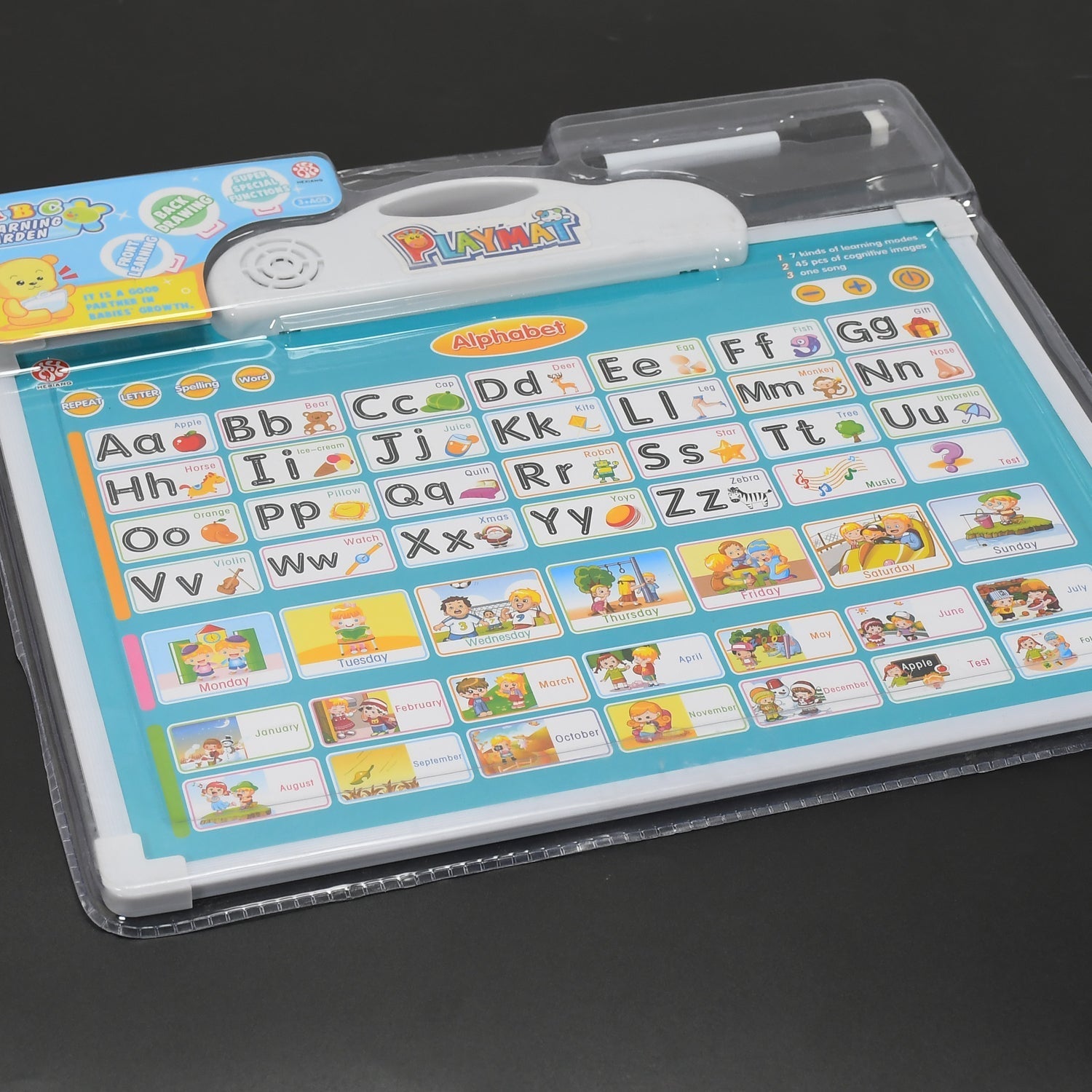 Learning Board 2in1 - Educational PAD for Kids Musical Board for Alphabet ABC Learning Toy Play Mat & Drawing with One Doodle Pen - Springkart 