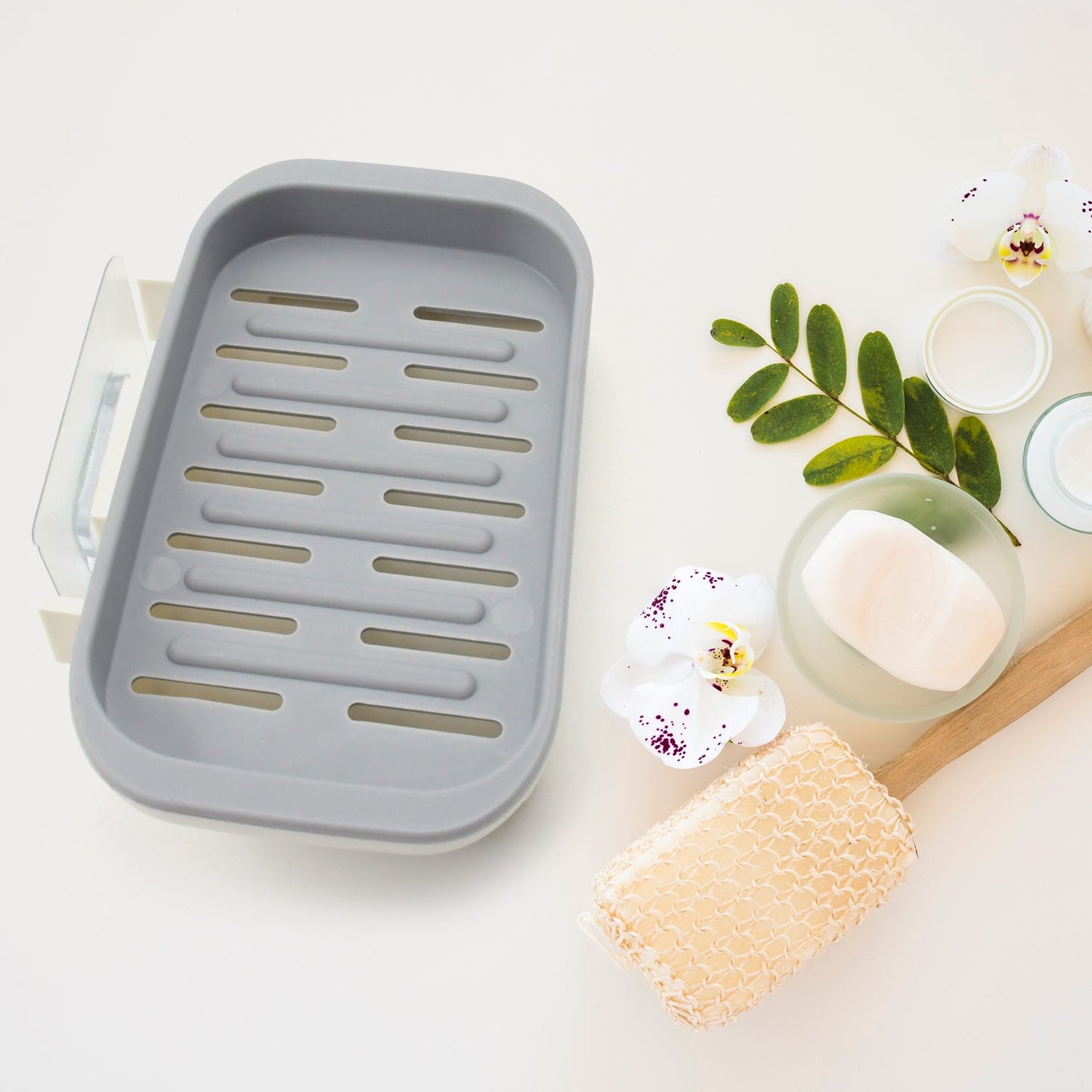 Bathroom Soap Holder, Soap Dish Container, Soap Case for Water Draining, Soap Holder Tray with Adhesive Sticker - Springkart 