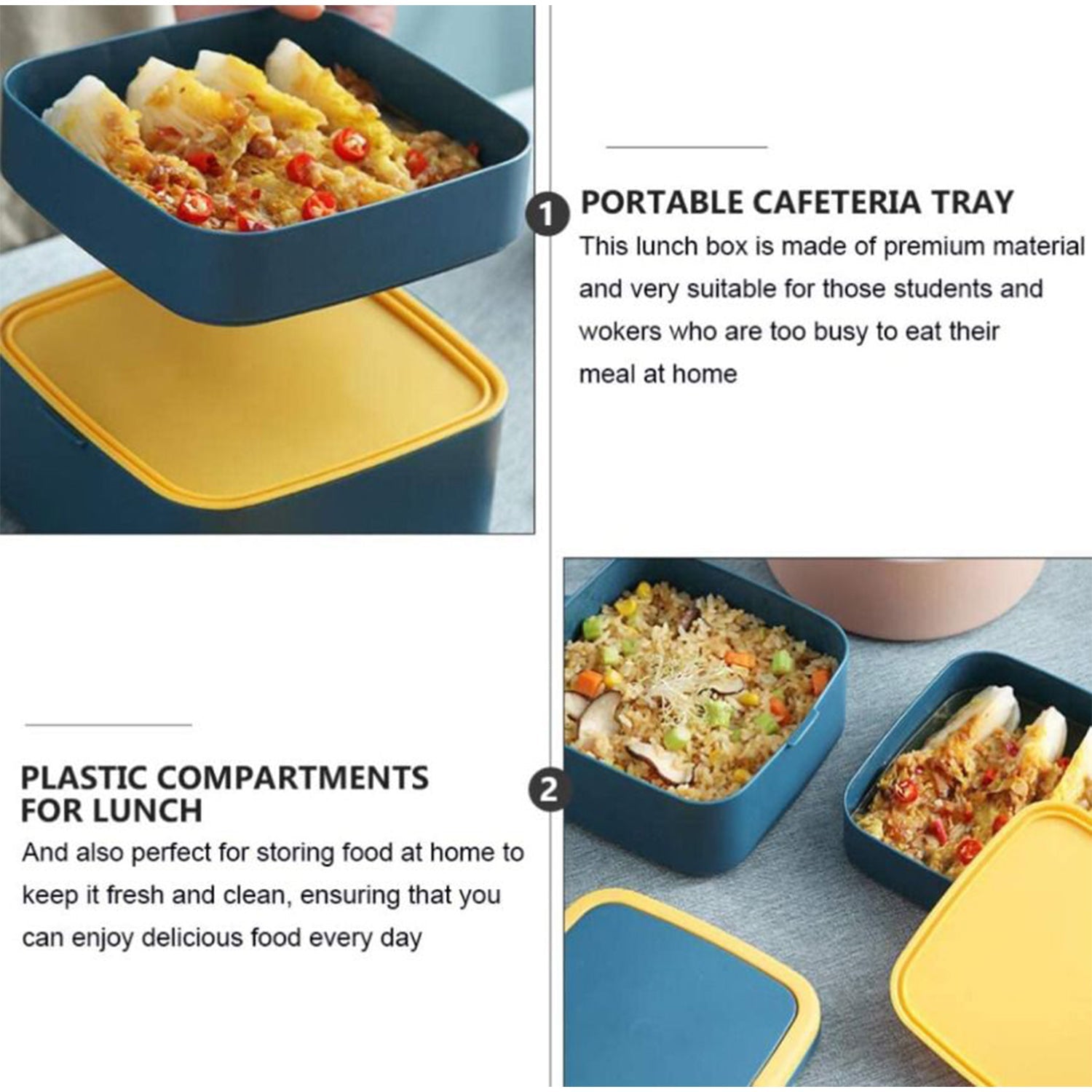 GREEN DOUBLE-LAYER PORTABLE LUNCH BOX STACKABLE WITH CARRYING HANDLE AND SPOON LUNCH BOX , Bento Lunch Box - Springkart 