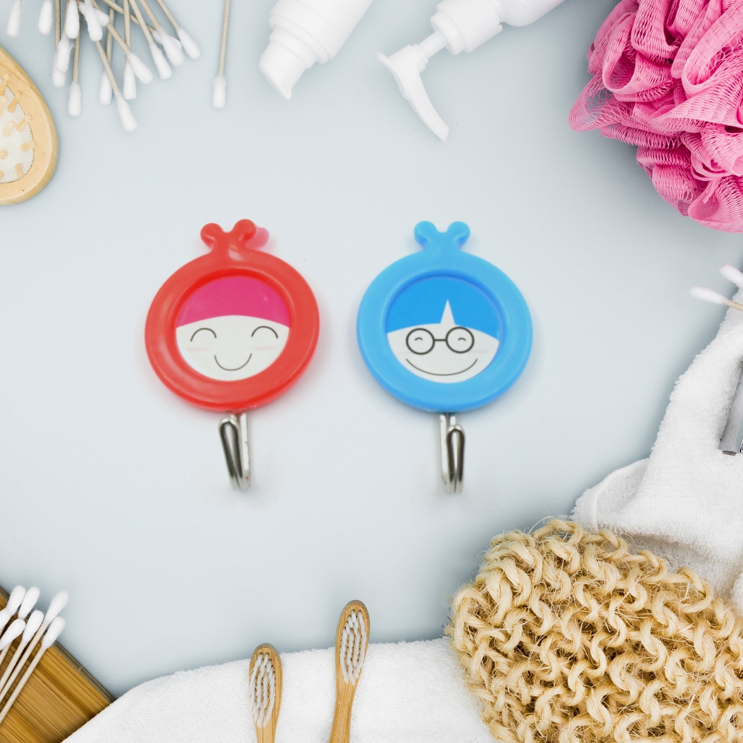 Multipurpose Self-Adhesive Hooks (2 Pc): Heavy Duty, Waterproof, Bathroom, Kitchen - Springkart 