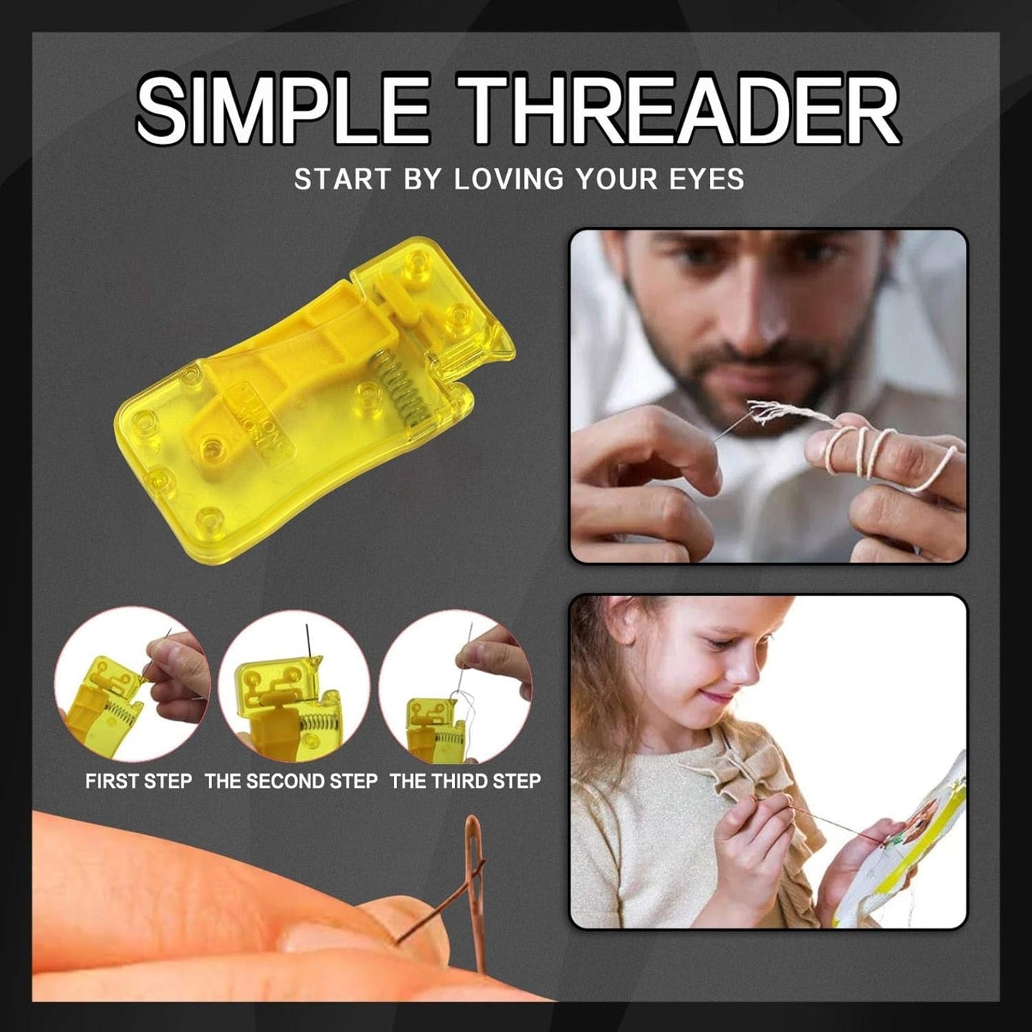 Needle Threader, Stylish Appearance Comfortable Grip Lightweight Portable Automatic Needle Threader for Sewing for Home (1 Pc) - Springkart 