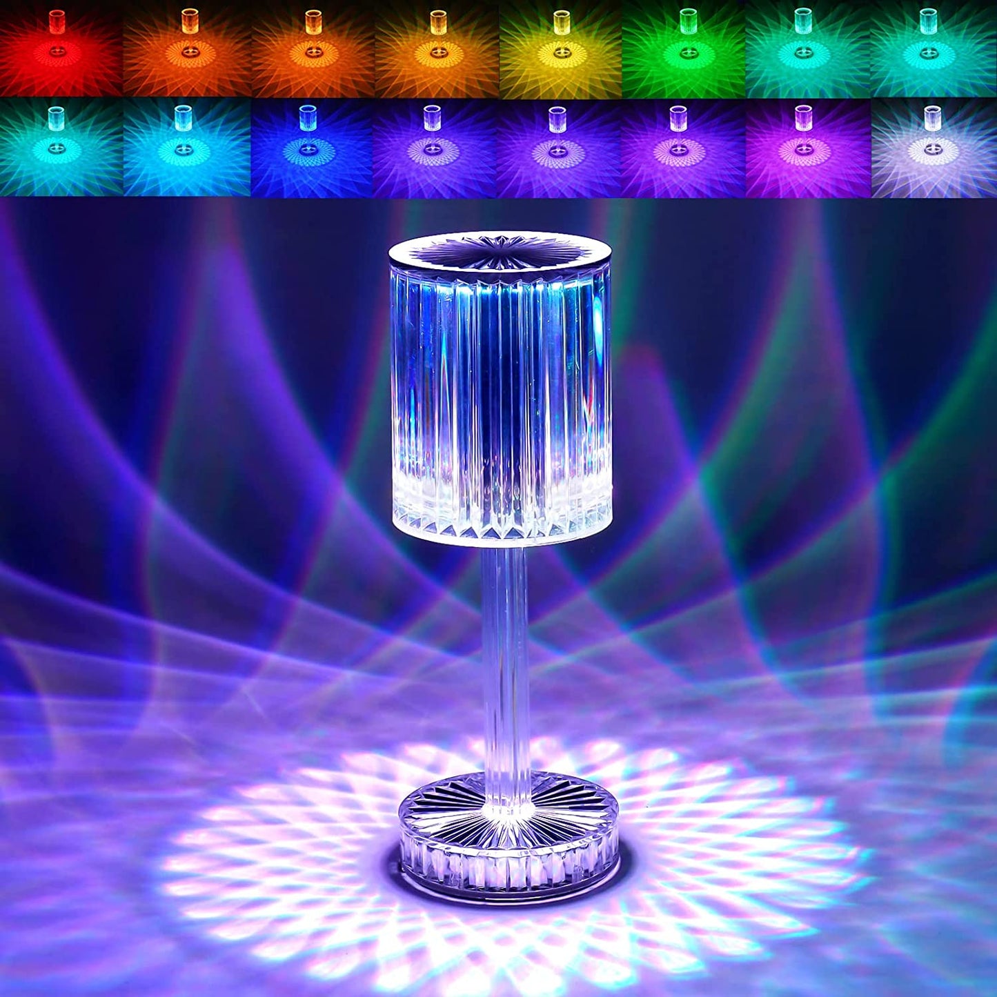 Crystal Table Lamp , Touch Control Atmosphere Nightstand Lamp With USB Charging Line - Springkart 