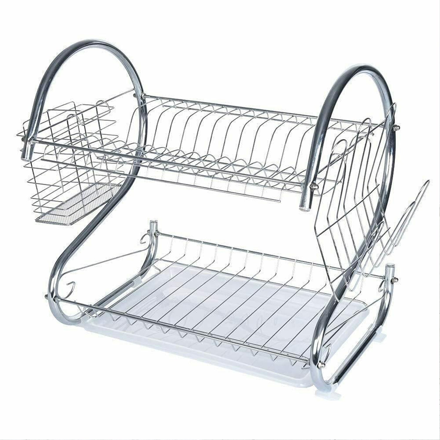 Stainless Steel 2 Layer Kitchen Dish Rack / Plate Cutlery Stand - Springkart 