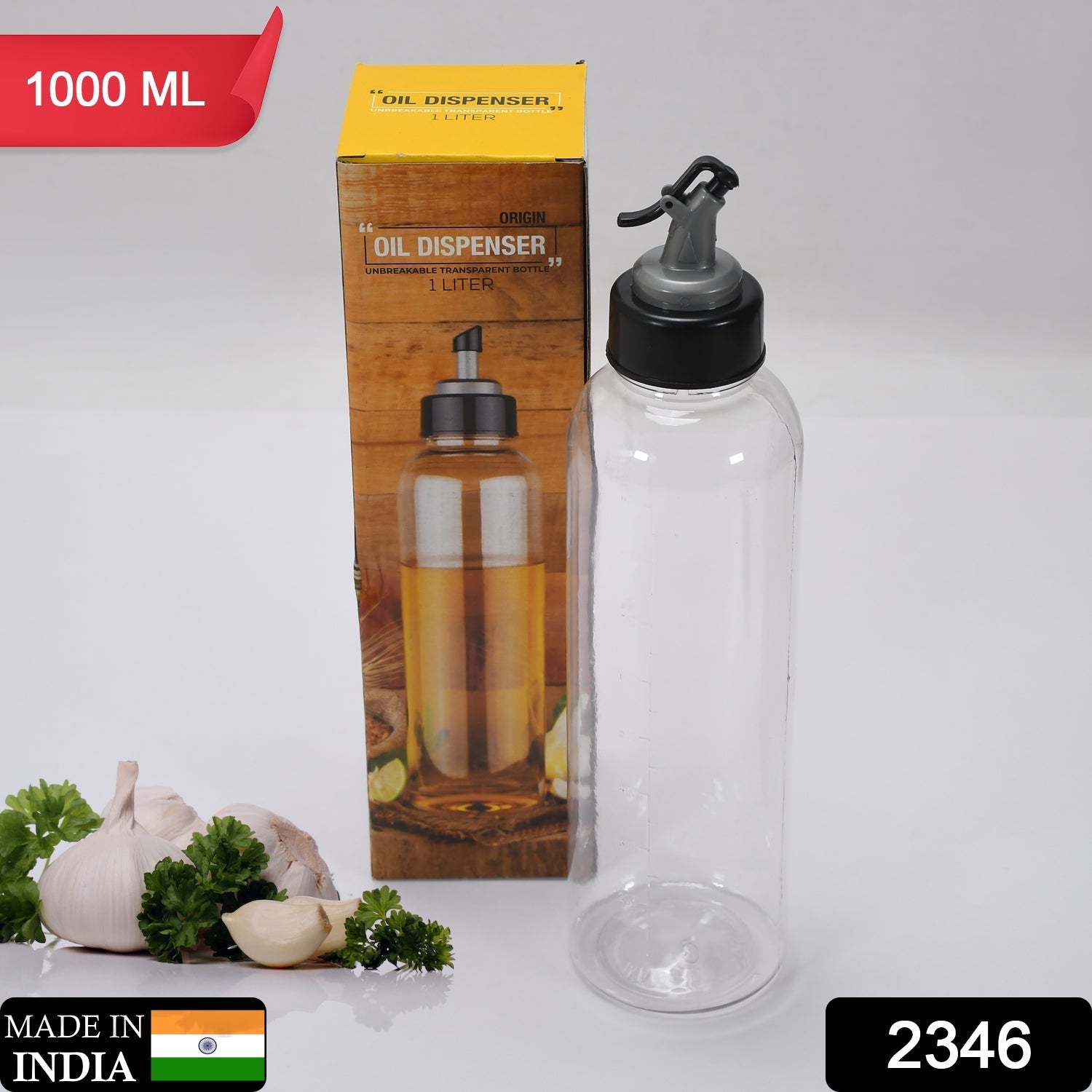 Oil Dispenser Transparent Plastic Oil Bottle | 1 Liter - Springkart 