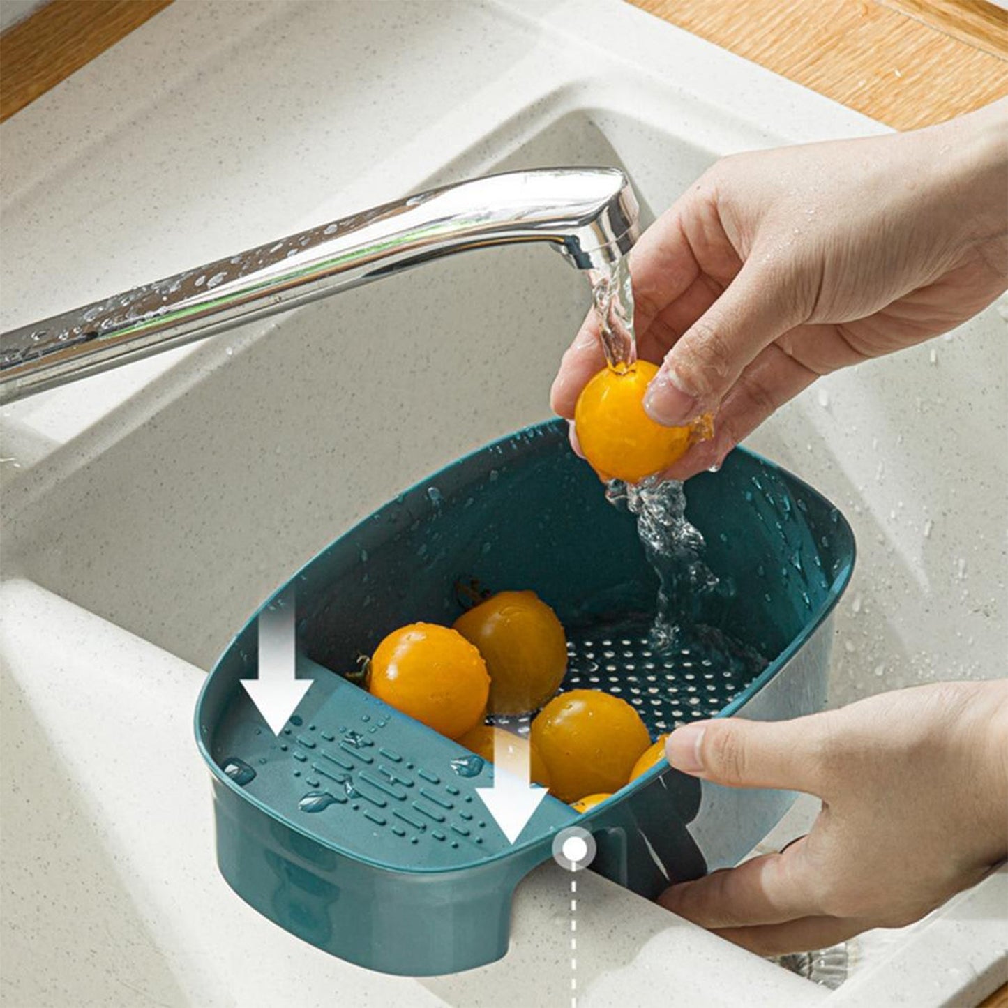 Kitchen Dish Drainer and Drying Rack Sink Basket for Washing Bowls Utensils Vegetables Fruits Storage Organiser - Springkart 