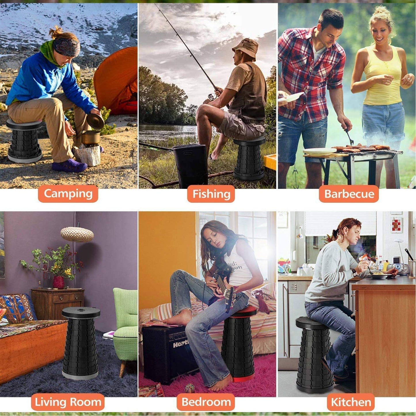 Foldable Retractable Height Adjusting Stool Space Saving Telescopic Stool for Fishing Hiking Stool for Adults and Kids. - Springkart 