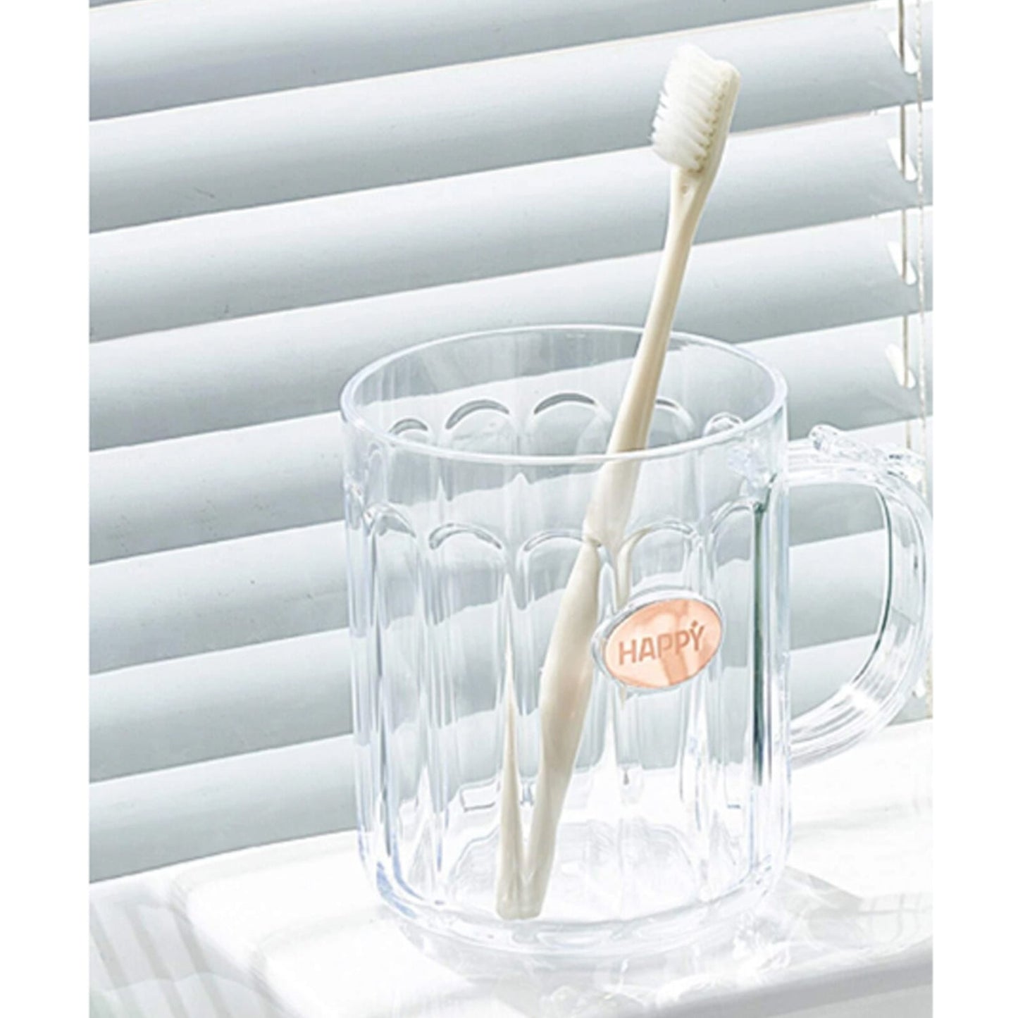 Multi-Purpose Plastic Cup, Toothpaste Holder Bathroom Cup Bathroom Cup With Slot Handle Mug Environmental Friendly Festival for Outdoor for Household Gift For Anniversary and Birthday, (1 Pc) - Springkart 