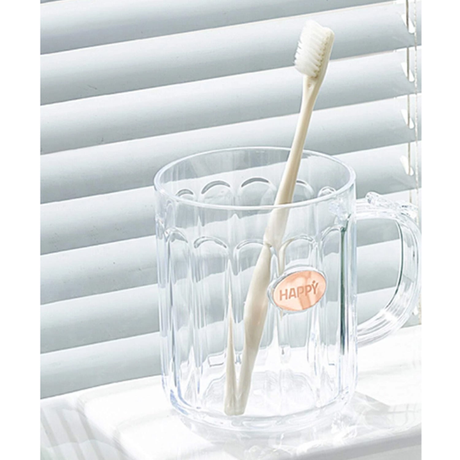 Multi-Purpose Plastic Cup, Toothpaste Holder Bathroom Cup Bathroom Cup With Slot Handle Mug Environmental Friendly Festival for Outdoor for Household Gift For Anniversary and Birthday, (1 Pc) - Springkart 