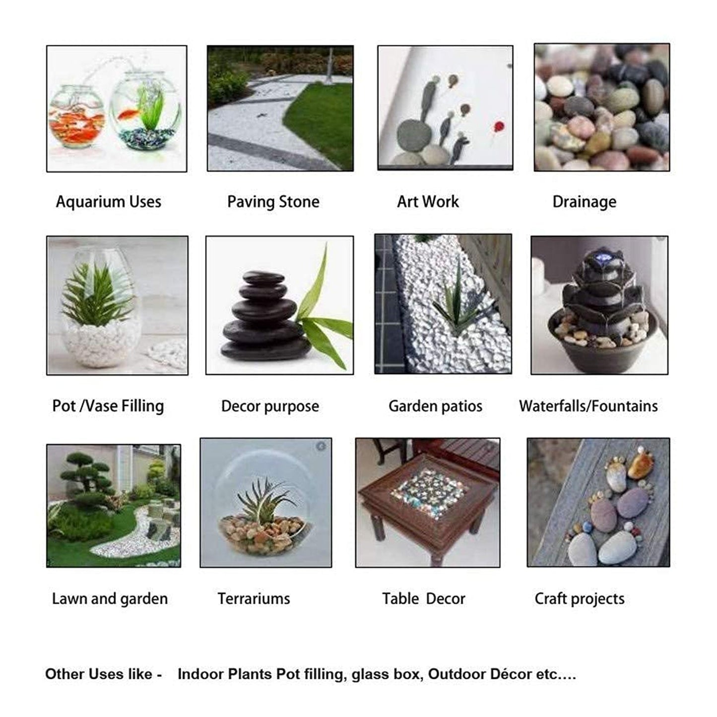 Decorative Stones and Pebbles for Garden, Vase Fillers Multicolor. - Springkart 