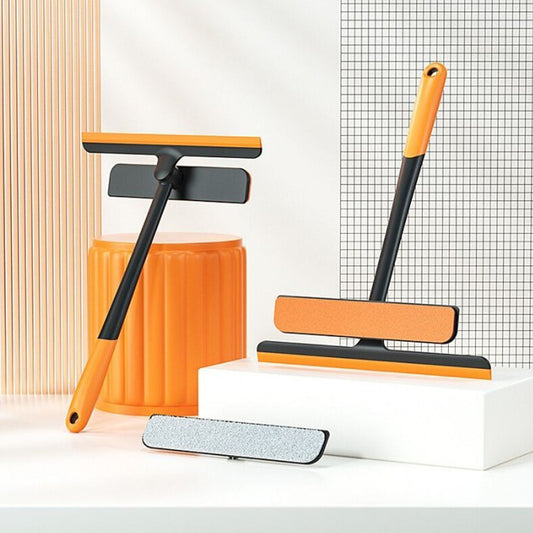 Multi-color 3-in-1 cleaning brush for windows, mirrors, and floors with rotatable design.