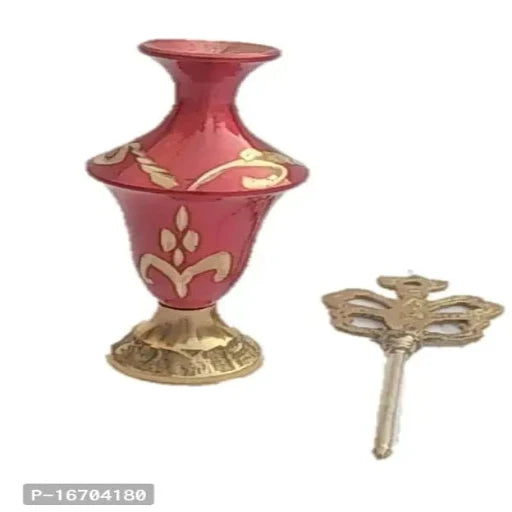 Antique mughal Design Brass Item / Brass Item(Color-red)(Material-Brass)(size-13cm,Medium) Pack of 1 Set. (red)