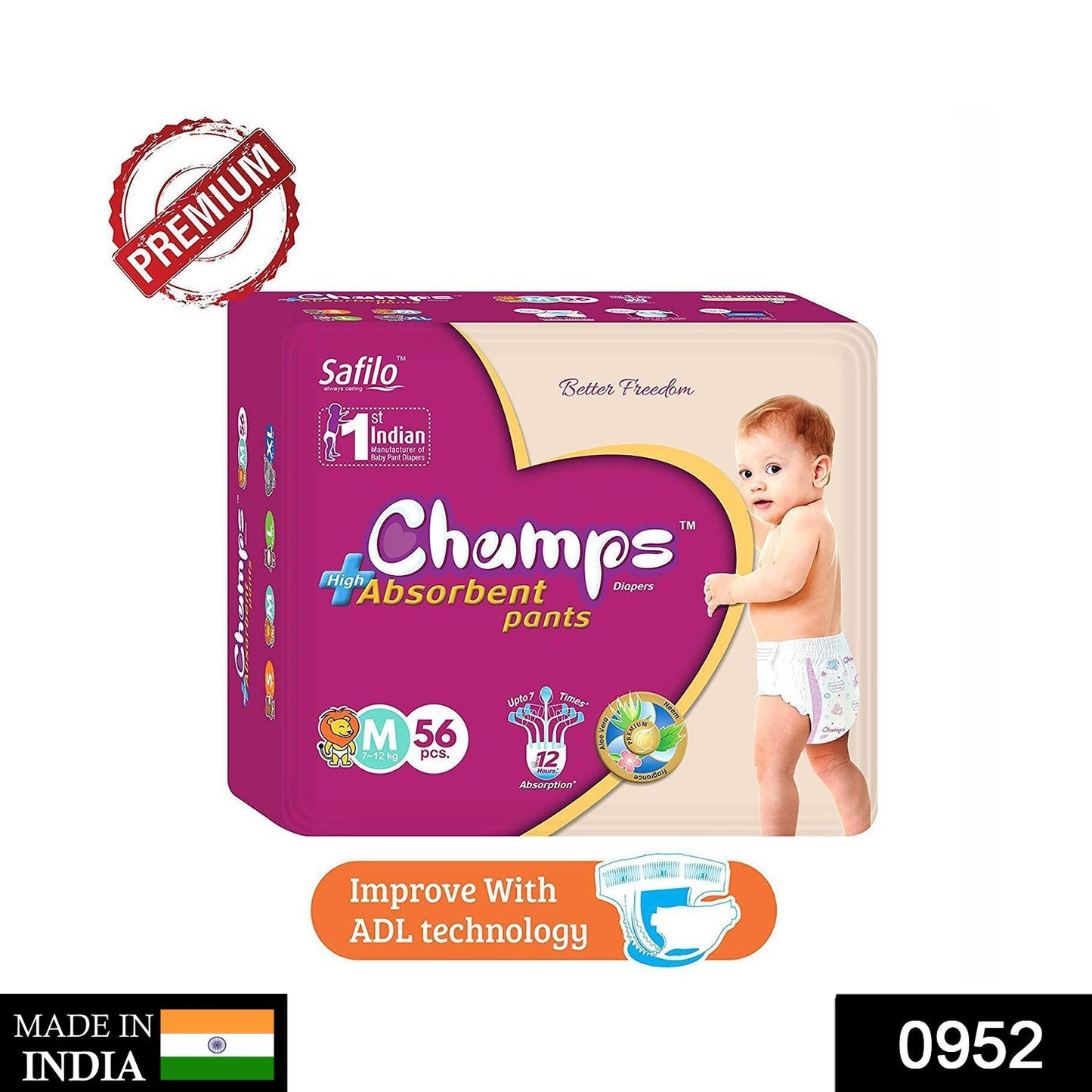 Premium Champs High Absorbent Pant Style Diaper Small, Medium and Large Size Diaper - Springkart 