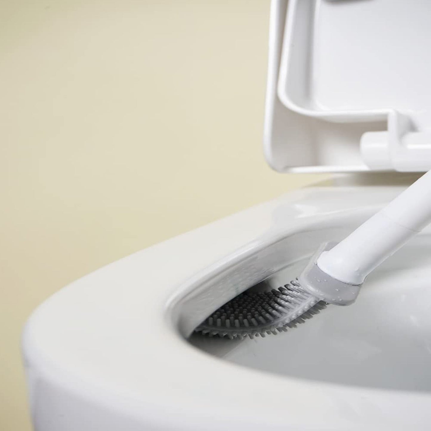 Silicone Toilet Brush with Holder Stand for Bathroom Cleaning - Springkart 