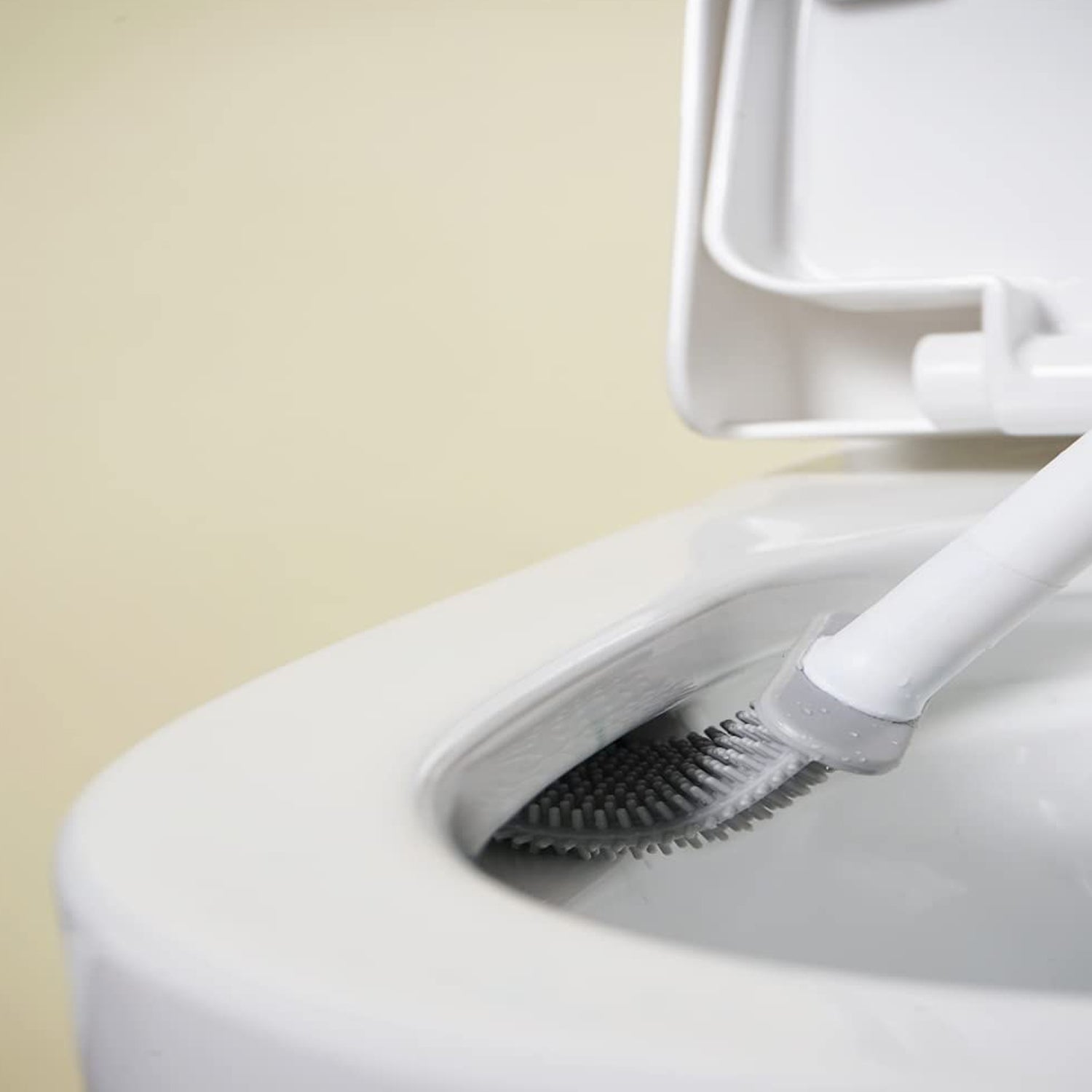 Silicone Toilet Brush with Holder Stand for Bathroom Cleaning - Springkart 