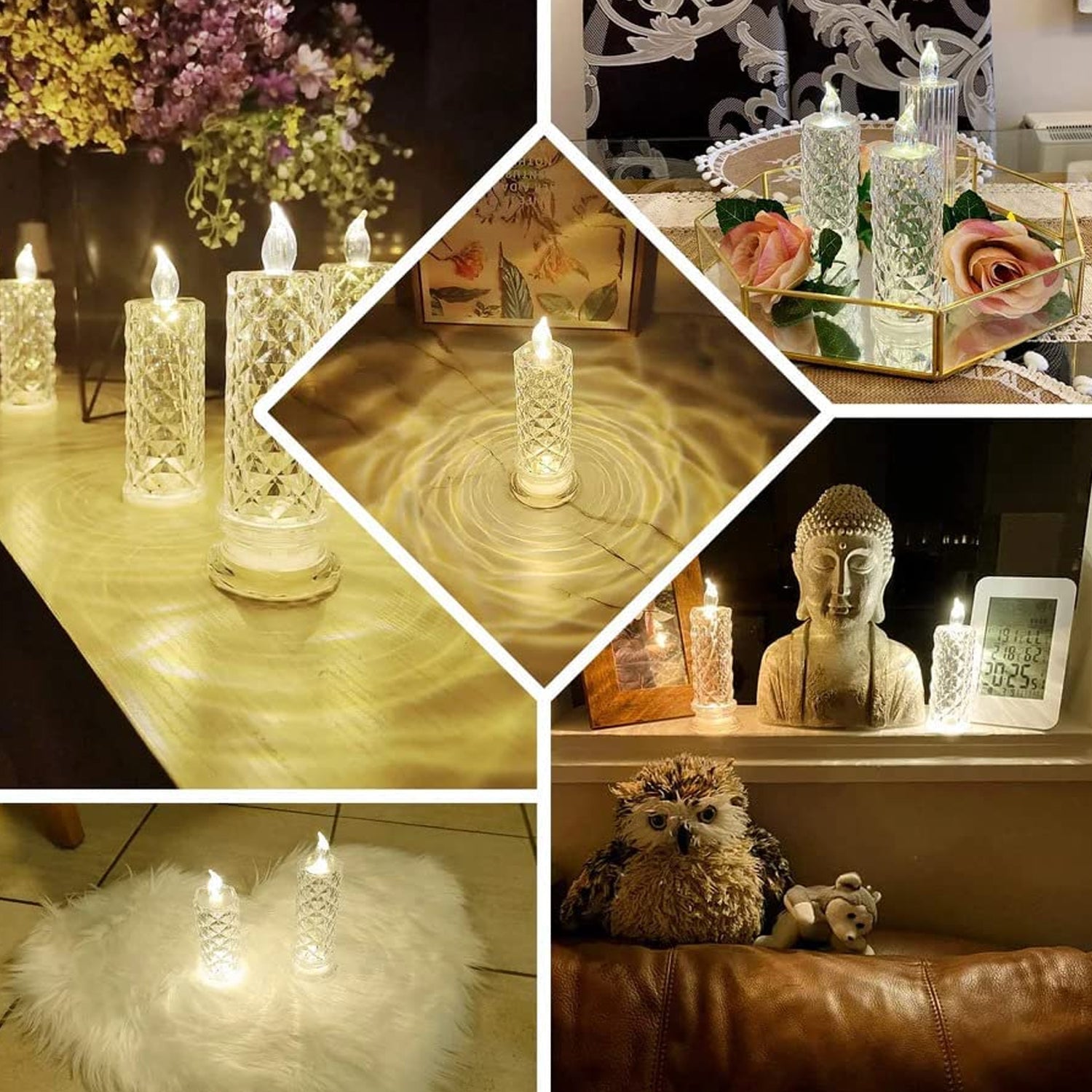 Rose Candles LED Flameless and Smokeless Decorative Acrylic Transparent Candles Led Tea Light Candle Perfect for Gifting, Home, Diwali, Christmas, Crystal Candle Lights (1 Pc) (MOQ :- 12 pc ) - Springkart 