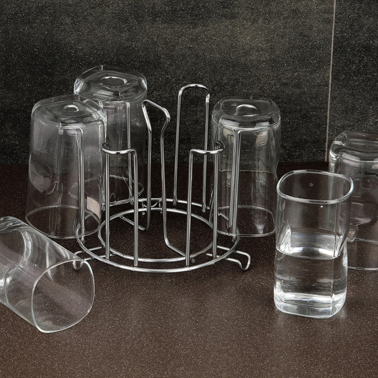 SS Round Glass Stand used for holding sensitive glasses and all present in all kinds of kitchens of official and household places etc. - Springkart 