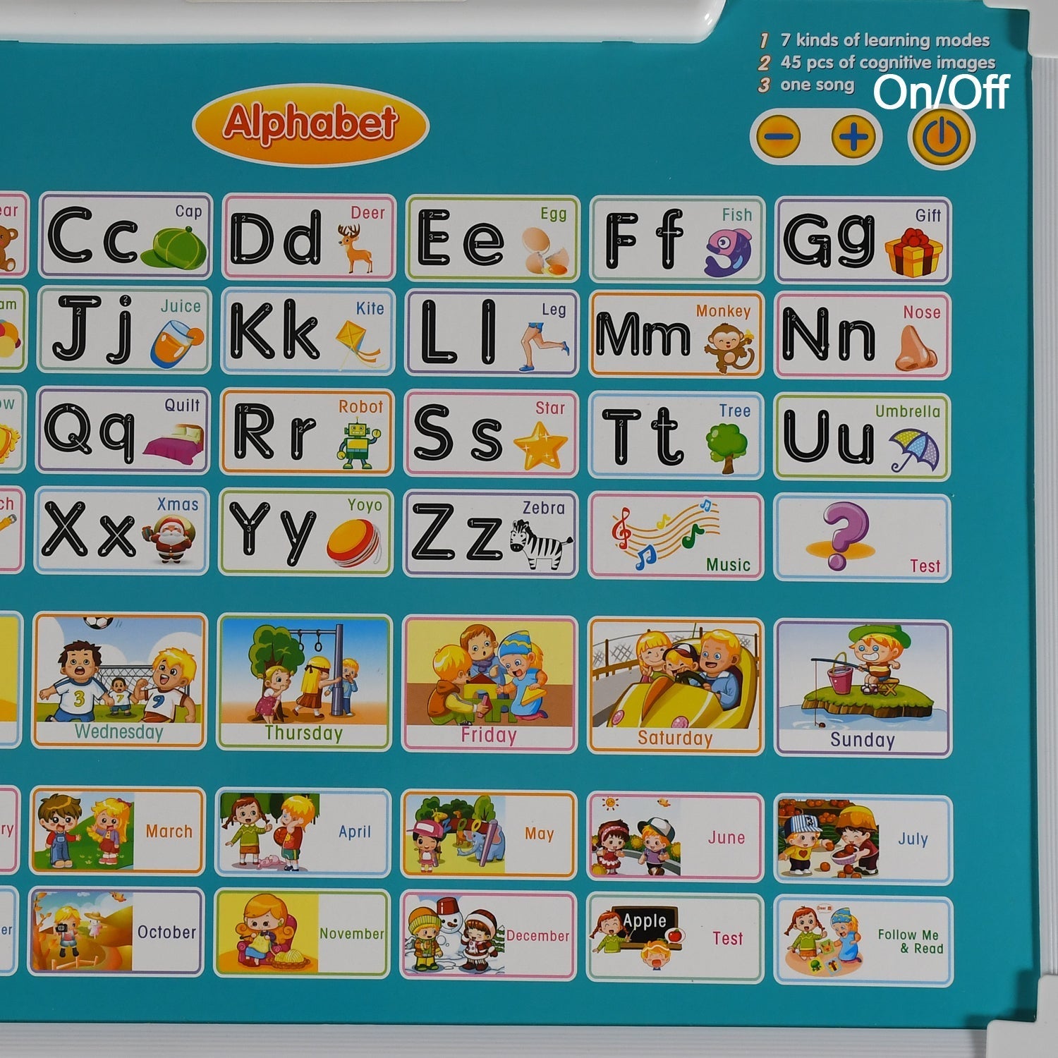 Learning Board 2in1 - Educational PAD for Kids Musical Board for Alphabet ABC Learning Toy Play Mat & Drawing with One Doodle Pen - Springkart 