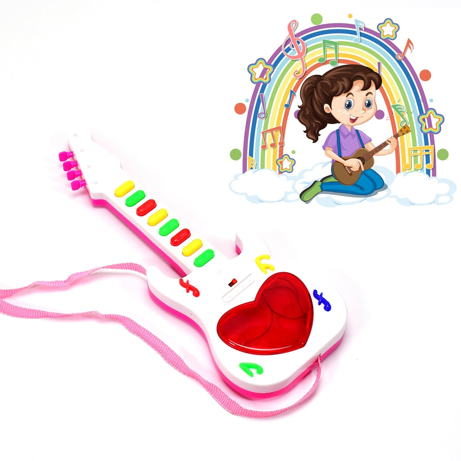 Battery Operated Musical Instruments Mini Guitar Toys and Light for 3+Years Old Kids. - Springkart 